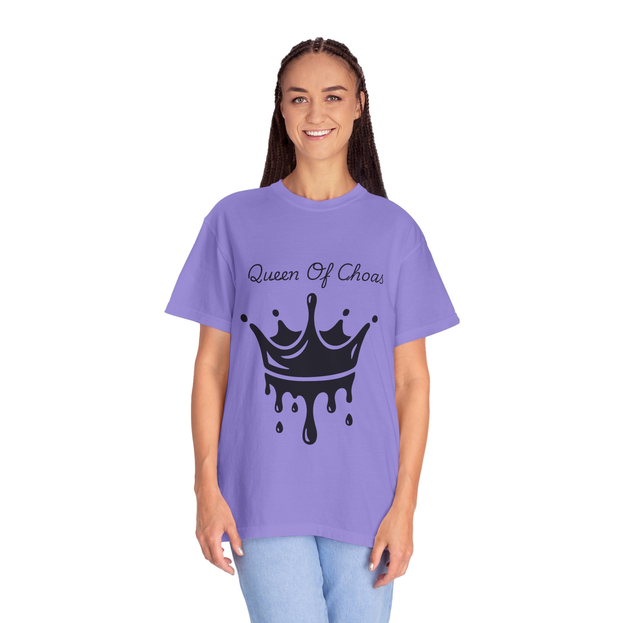 Queen of Chaos T-Shirt, Unisex Garment-Dyed Tee, Fun Casual Wear, Unique Gift Idea, Perfect for Celebrations
