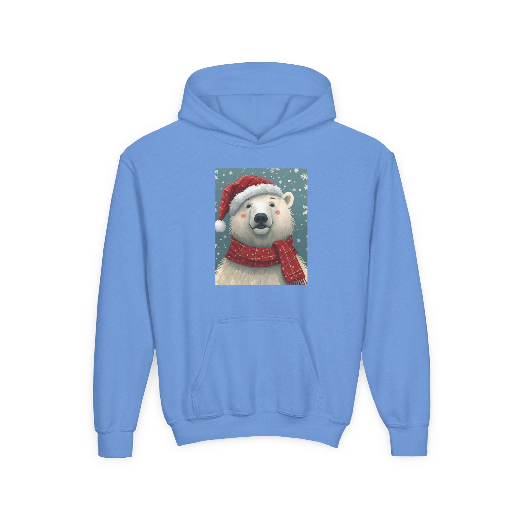 Cozy Polar Bear Christmas Hoodie, Holiday Sweatshirt for Kids, Winter Wear, Gift Idea, Cute Kids Hooded Sweatshirt
