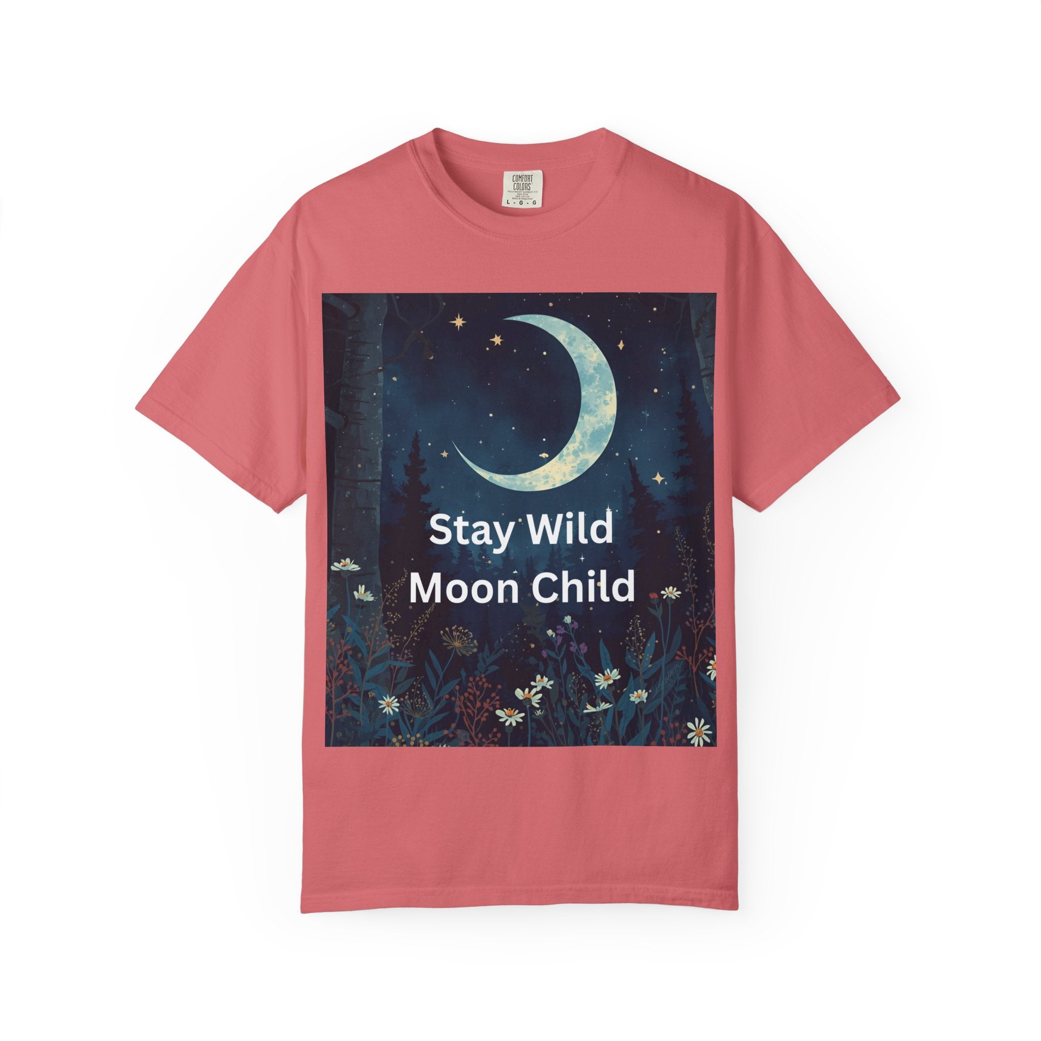 Stay Wild Moon Child Garment-Dyed T-Shirt | Unisex Graphic Tee for Nature Lovers, Boho Style, Gift for Friends, Eco-Friendly Fashion