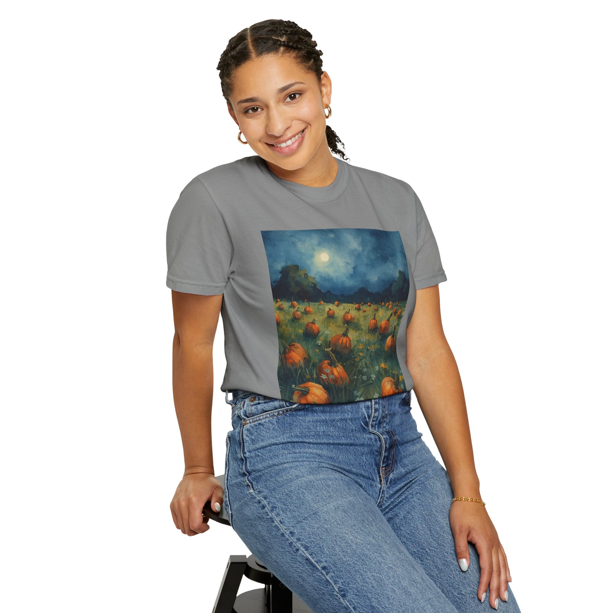 Autumn Pumpkin Field T-shirt | Unisex Fall Tee, Cozy Graphic Shirt, Halloween Gift, Harvest Fashion, Seasonal Wear, Pumpkin Lovers