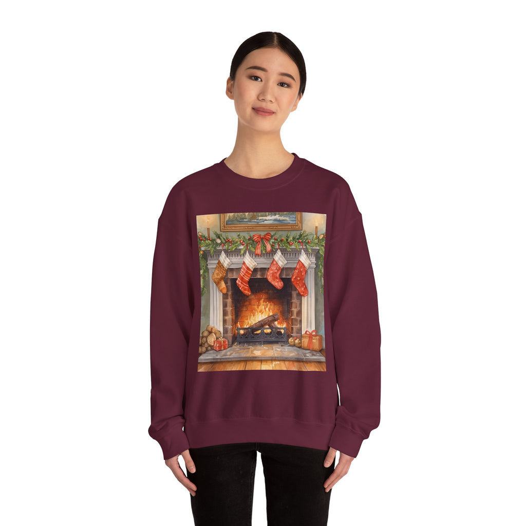 Christmas Stocking Fireplace Unisex Heavy Blend™ Crewneck Sweatshirt