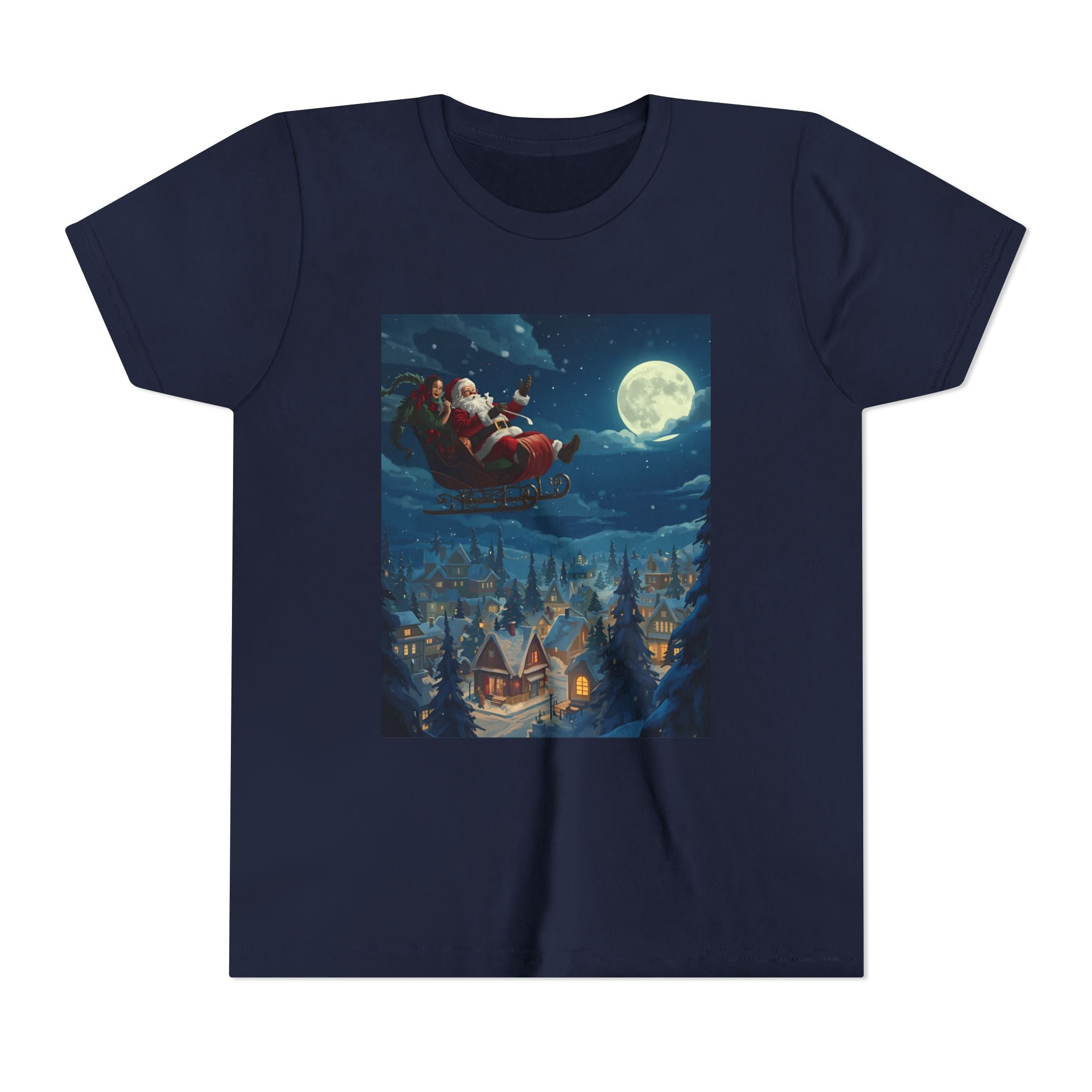 Christmas Santa Sleigh Youth Short Sleeve Tee
