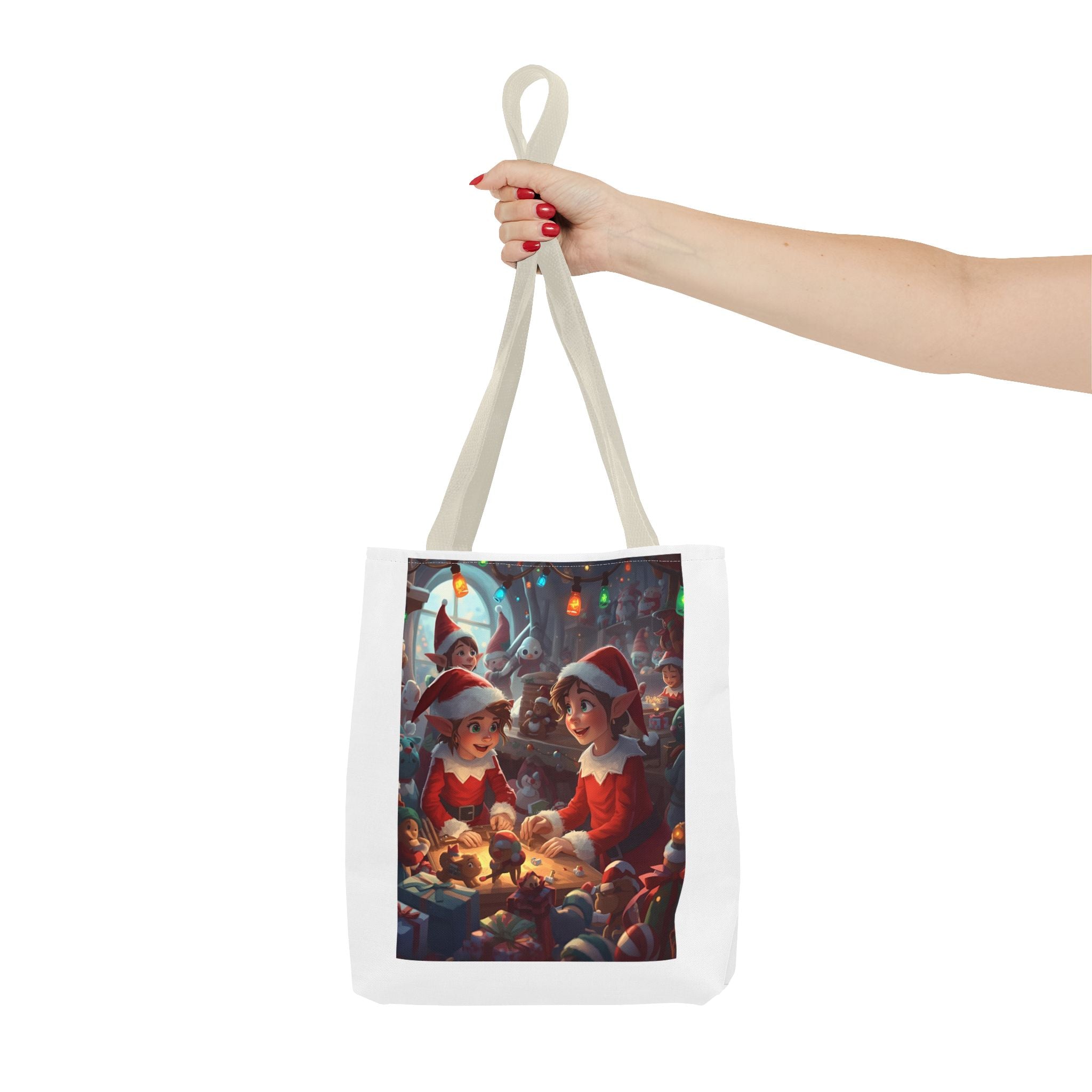 Whimsical Christmas Tote Bag, Holiday Gift Bag, Festive Eco-Friendly Bag, Elf Design, Reusable Shopper, Cute Holiday Decor
