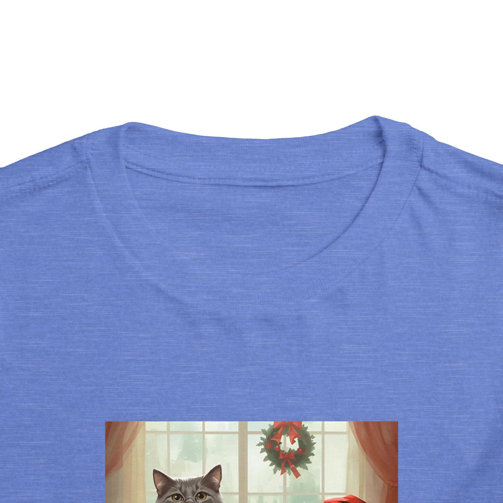 Cute Festive Christmas Cat Toddler Short Sleeve Tee