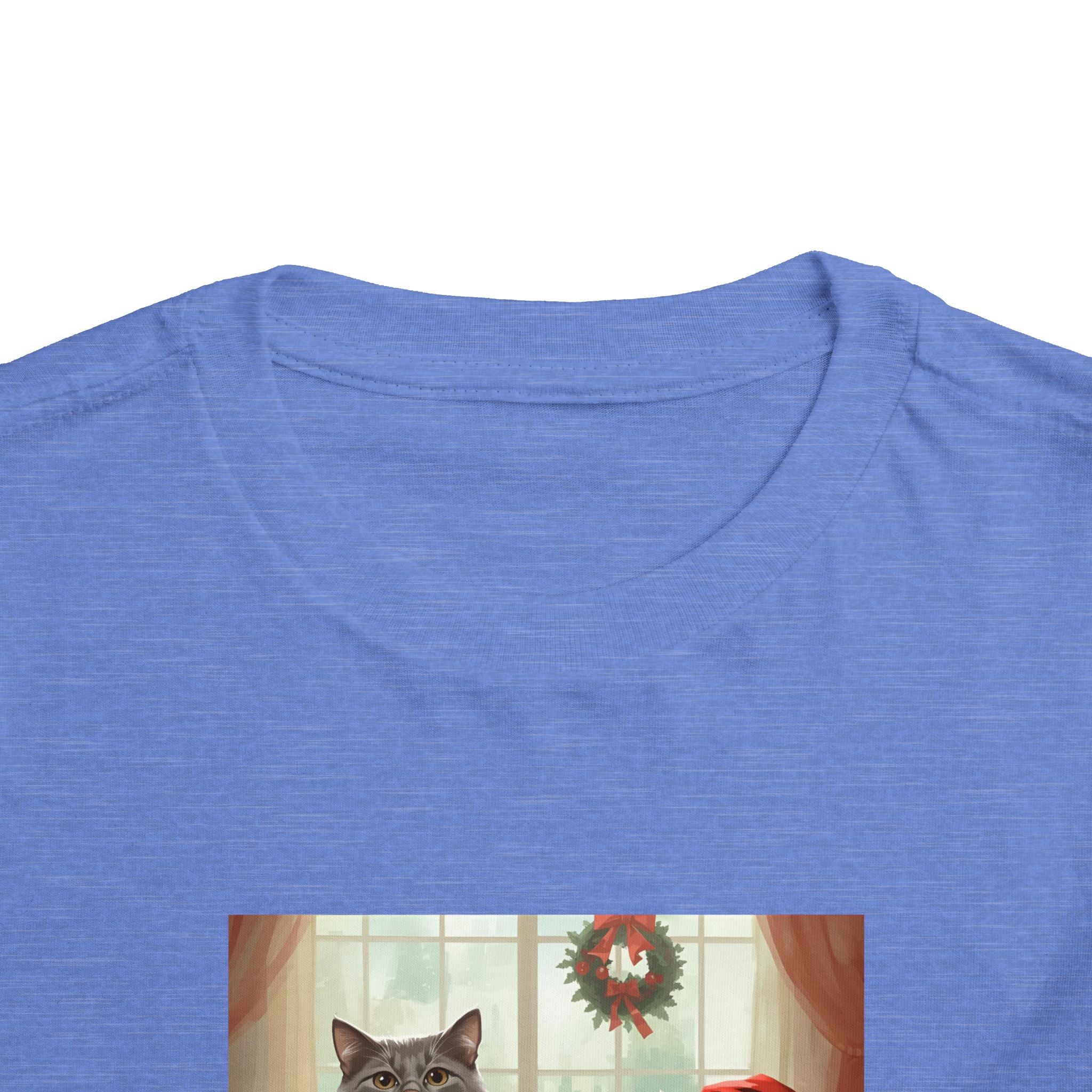 Cute Festive Christmas Cat Toddler Short Sleeve Tee