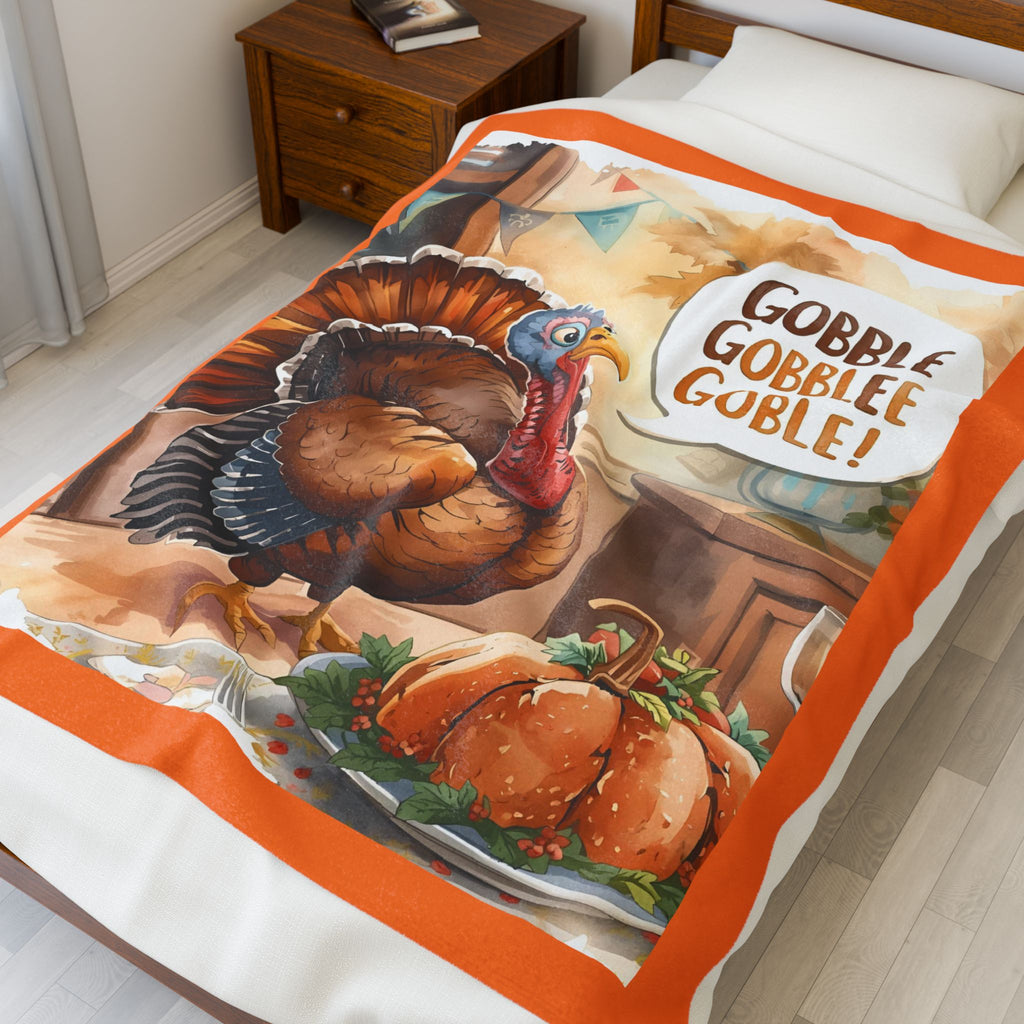 Thanksgiving Turkey Velveteen Plush Blanket