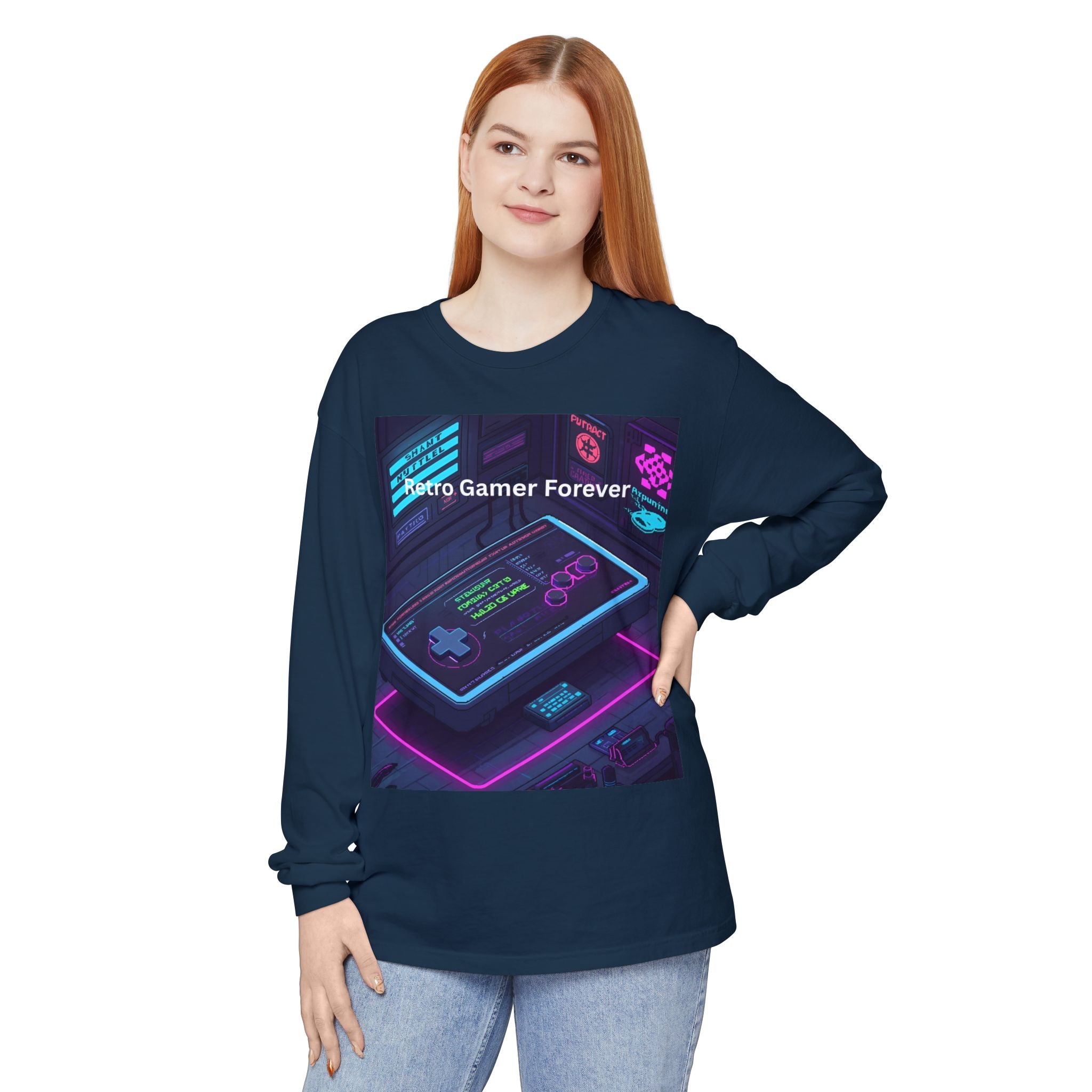 Retro Game Controller Unisex Garment-dyed Long Sleeve T-Shirt