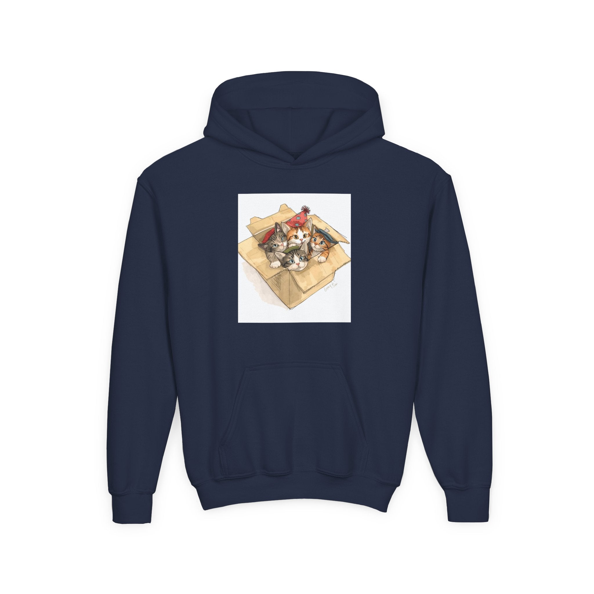 Cute Kittens In Box Youth Heavy Blend Hooded Sweatshirt