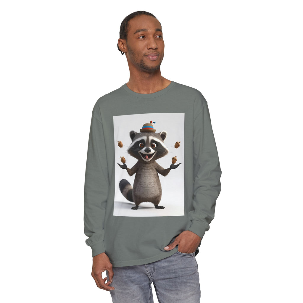 Raccoon Unisex Garment-dyed Long Sleeve T-Shirt