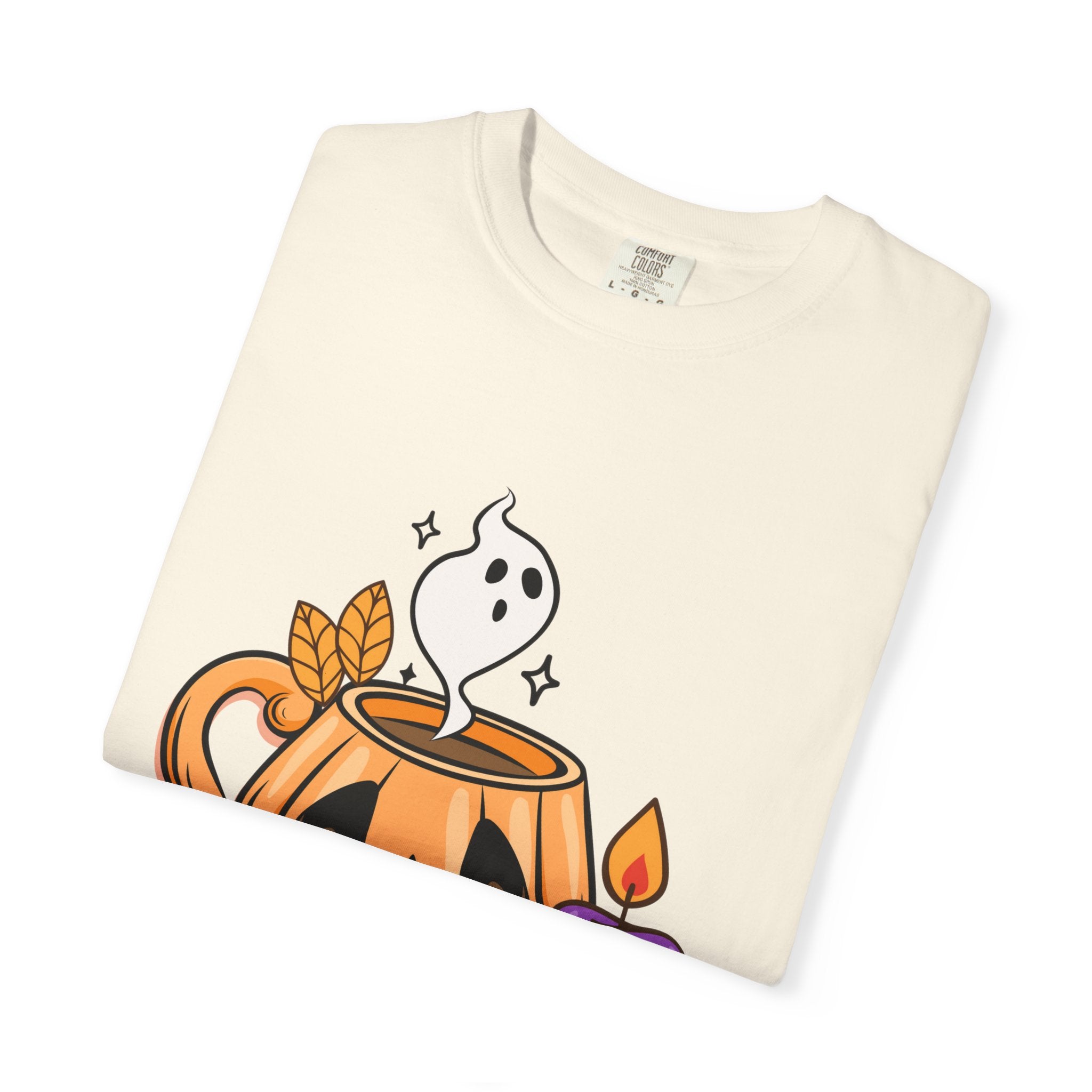 Halloween Themed Cute Pumpkin In Cup T-shirt, Scary Night Design, Unisex Top, Fall Fashion, Spooky Gift, Autumn Celebration Tee