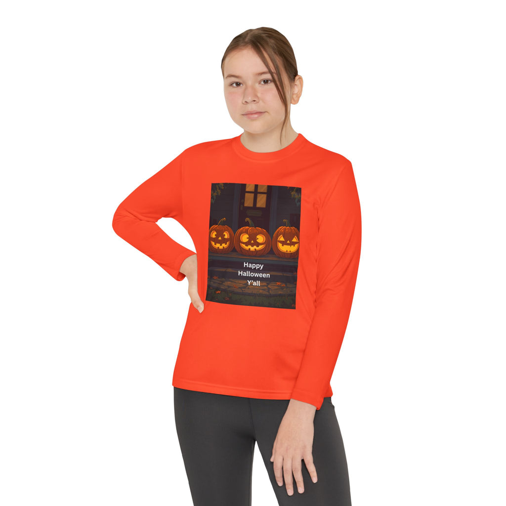 Halloween Pumpkin Youth Long Sleeve Competitor Tee