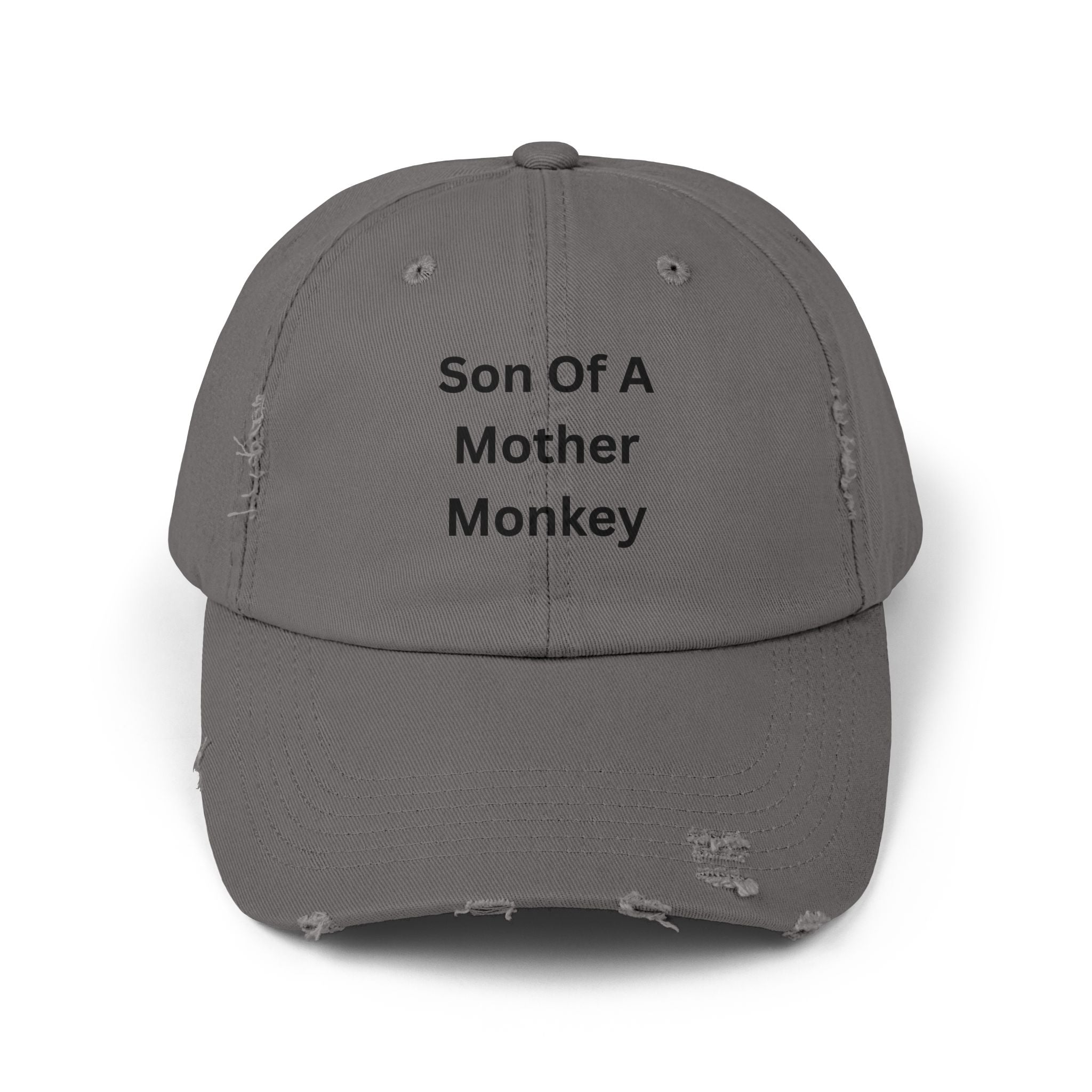 Unisex Distressed Cap featuring 'Son Of A Mother Monkey', Funny Gift, Casual Style, Birthday Hat, Everyday Wear, Unique Statement Cap