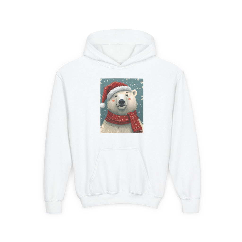 Cozy Polar Bear Christmas Hoodie, Holiday Sweatshirt for Kids, Winter Wear, Gift Idea, Cute Kids Hooded Sweatshirt