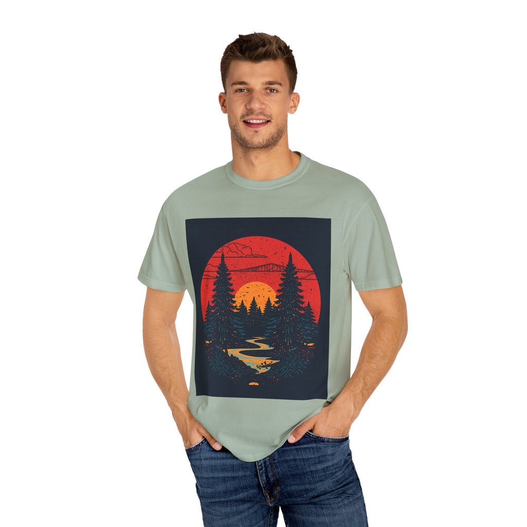 Sunset Forest Unisex Tee, Outdoor Adventure Shirt, Nature Lover Gift, Casual Stylish Top, Fall Fashion T-shirt