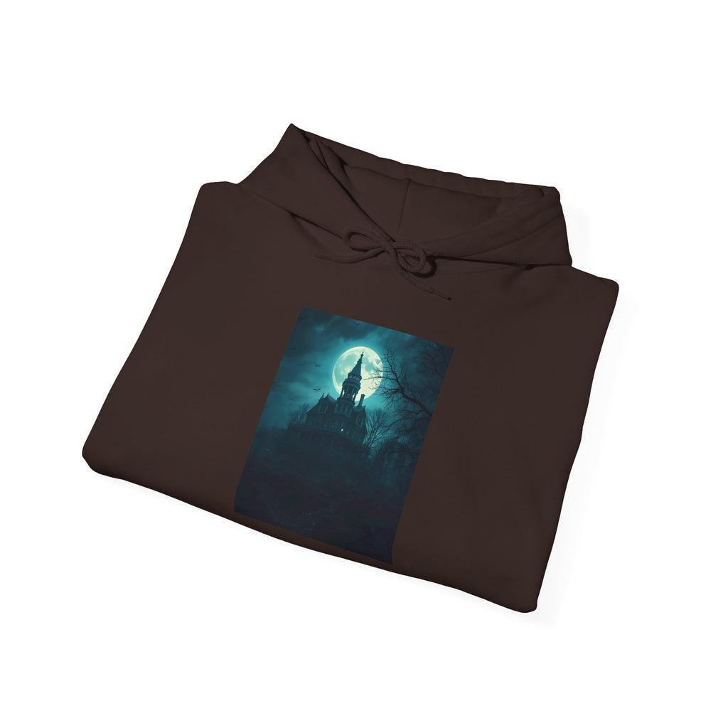 Haunted Moonlight Mystical Nightscape Hooded Sweatshirt - Cozy Casual, Unisex Fashion, Gift Idea, Halloween Apparel, Unique Statement Piece