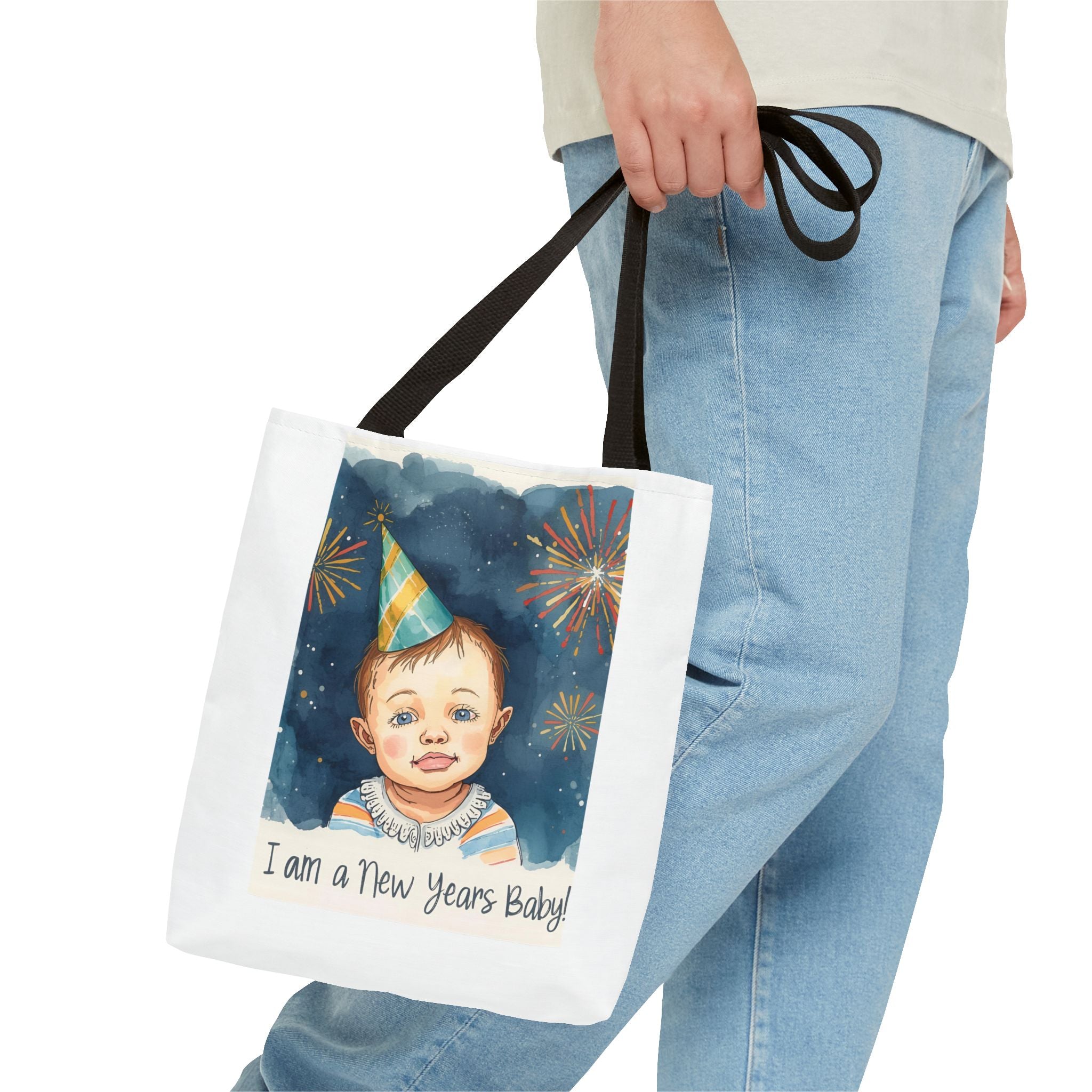 New Year's Baby Tote Bag, Cute Baby Gift, Celebration Bag, New Year Party Accessory, AOP Design, Family Gathering