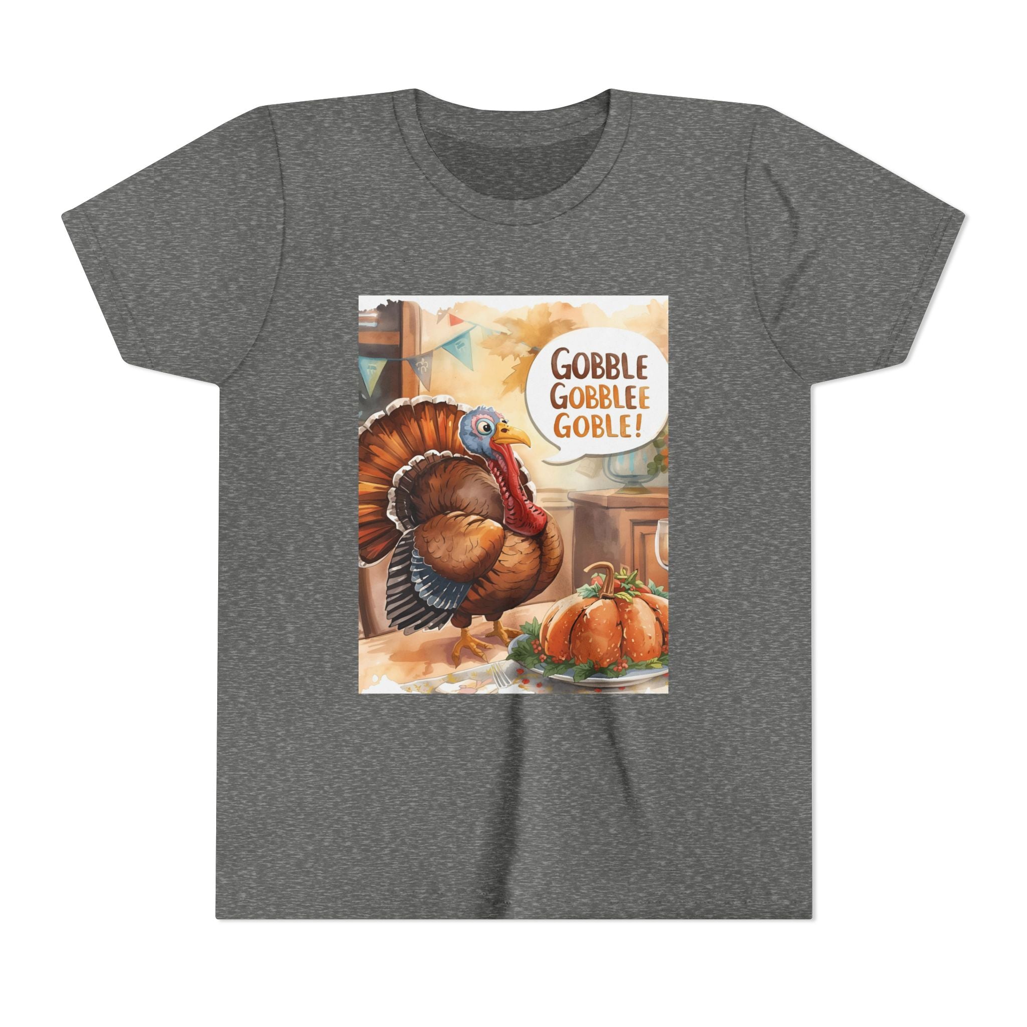 Thanksgiving Turkey Youth Tee, Gobble Gobble Shirt, Kids Thanksgiving Apparel, Fall Celebration Tee, Funny Turkey Shirt