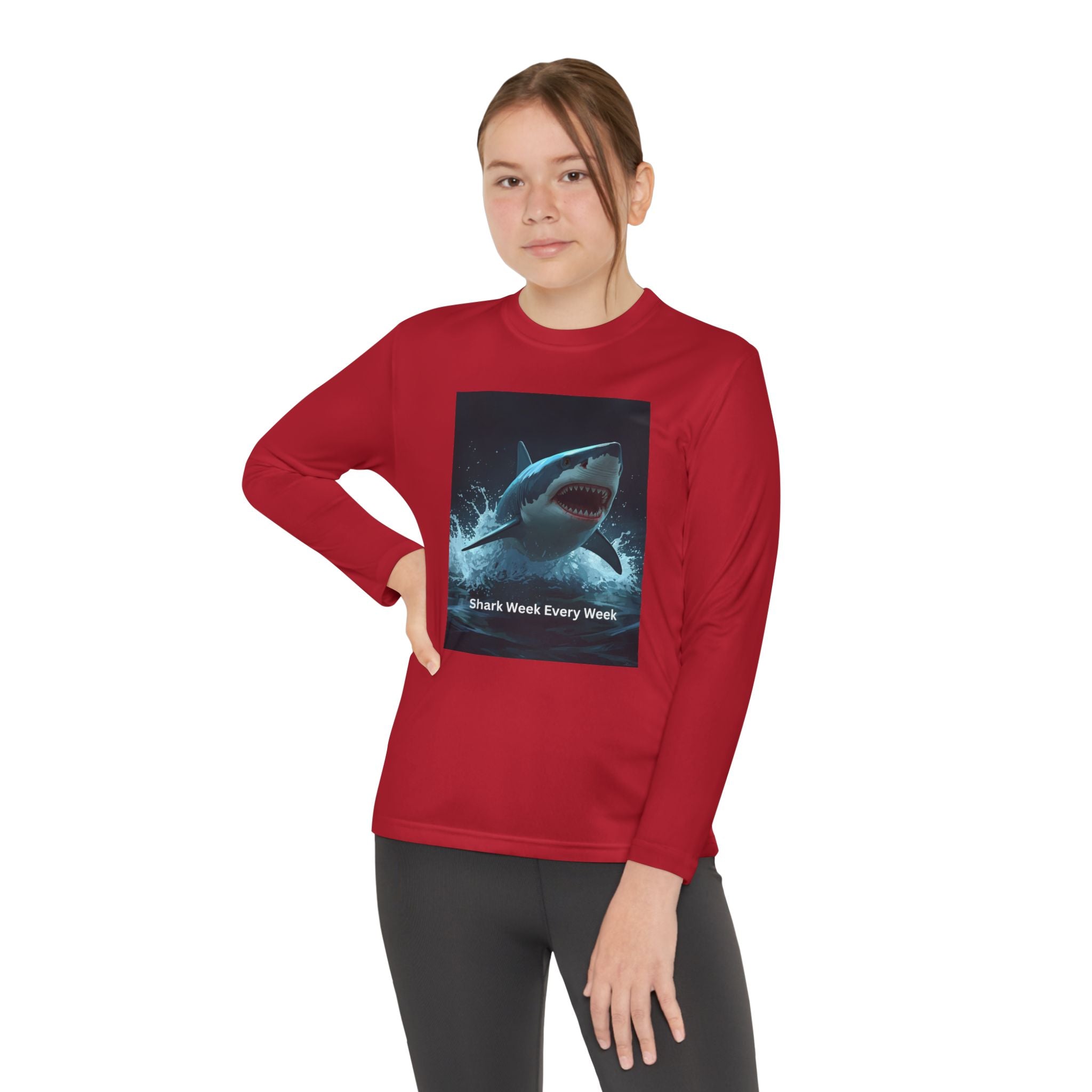 Shark Week Youth Long Sleeve Tee - Funny Ocean Shirt, Kids Gift, Summer Wear, Cool Tee, Swim Shirt, Beach Apparel