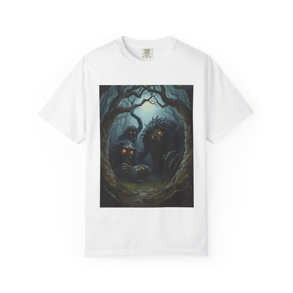 Spooky Mystical Forest T-Shirt | Unisex Garment-Dyed Tee for Nature Lovers | Perfect for Halloween, Casual Wear, Gift Idea