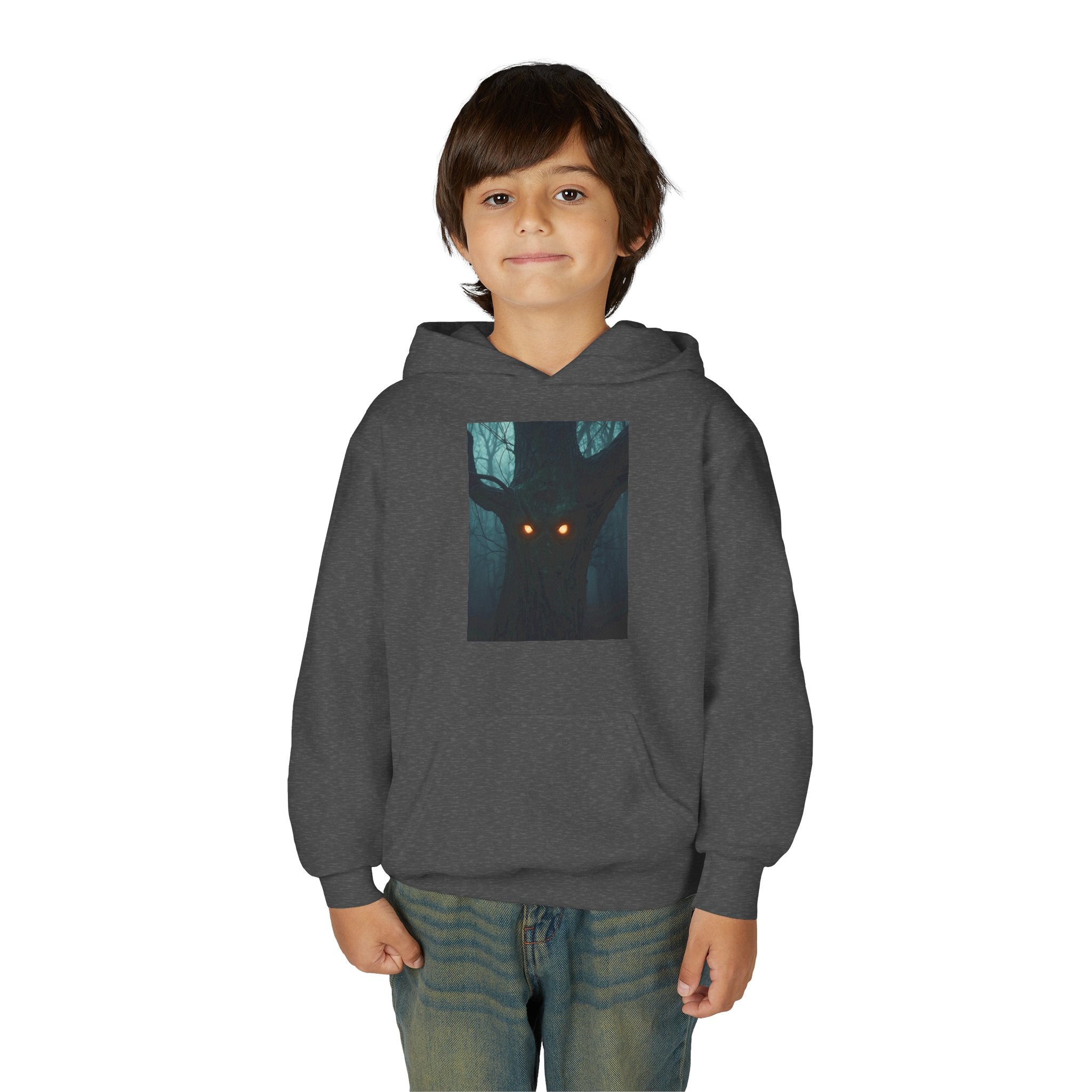 Spooky Forest Hoodie for Teens, Youth Sweatshirt for Halloween, Cozy Fall Layer, Gift for Nature Lovers, Scary Movie Night