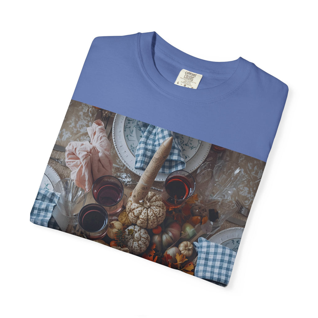 Rustic Gatherings Feast Unisex T-Shirt | Cozy Fall Apparel, Thanksgiving Casual Wear, Gift for Food Lovers, Unique Kitchen Decor, Autumn Gathering Tee
