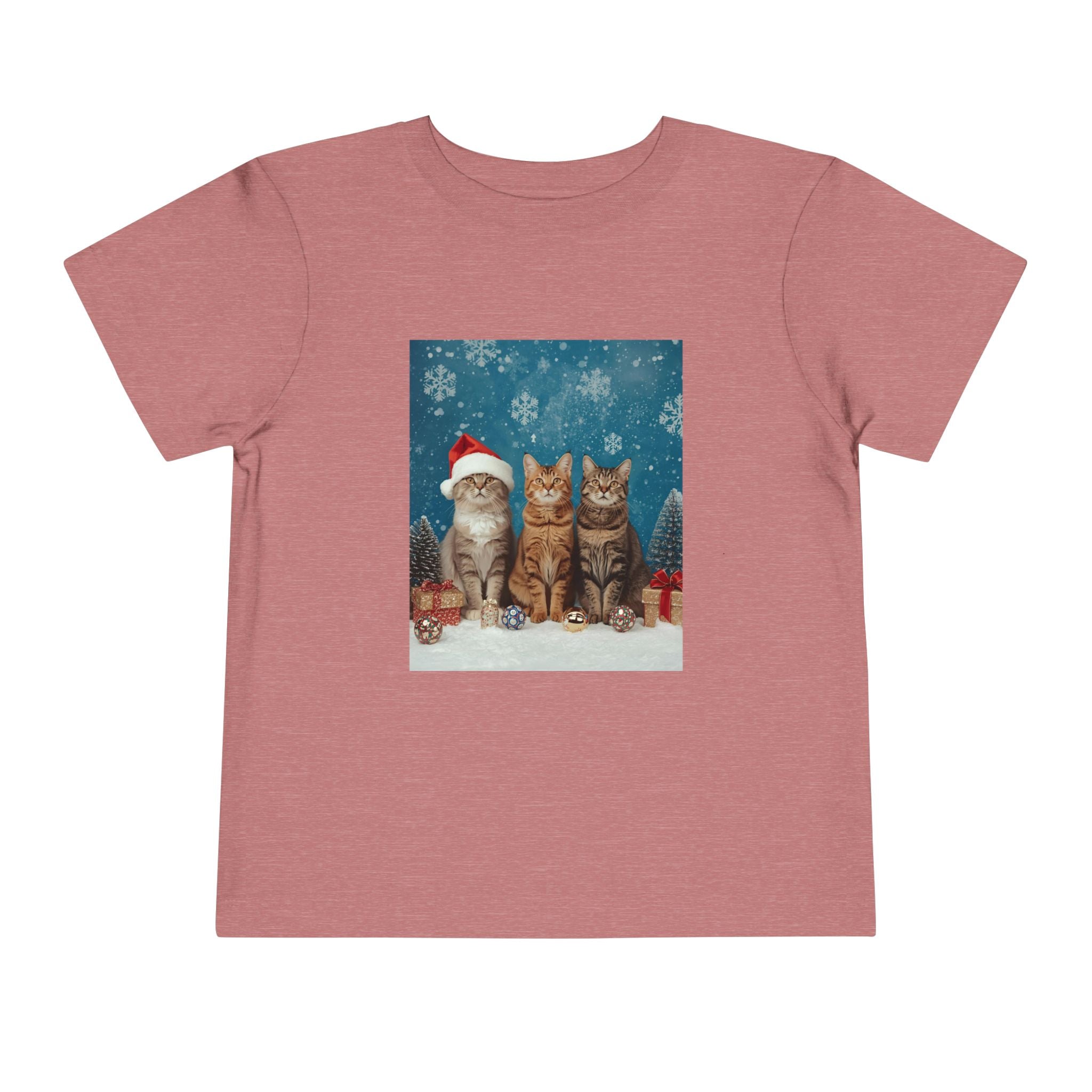Cute Cat Festive Christmas Toddler Short Sleeve Tee