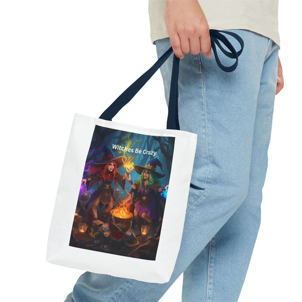 Spooky Halloween Witchy Tote Bag - Witches Be Crazy, Stylish Carryall, Halloween Gift, Boho Bag, Magic Lover's Accessory, Unique Shopper