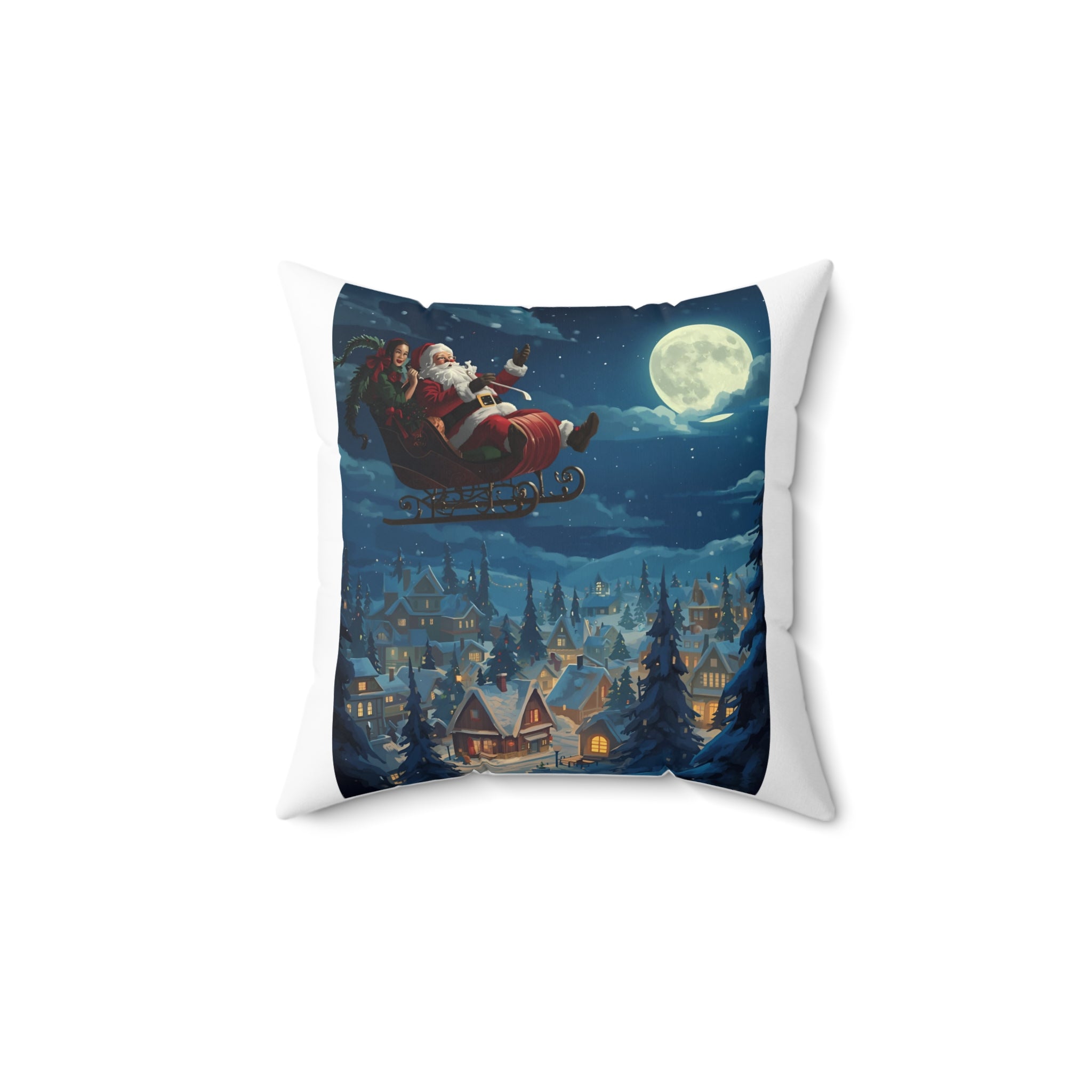 Christmas Santa Sleigh Pillow, Holiday Decorative Cushion, Cozy Home Decor, Gift for Christmas, Unique Pillow Cover