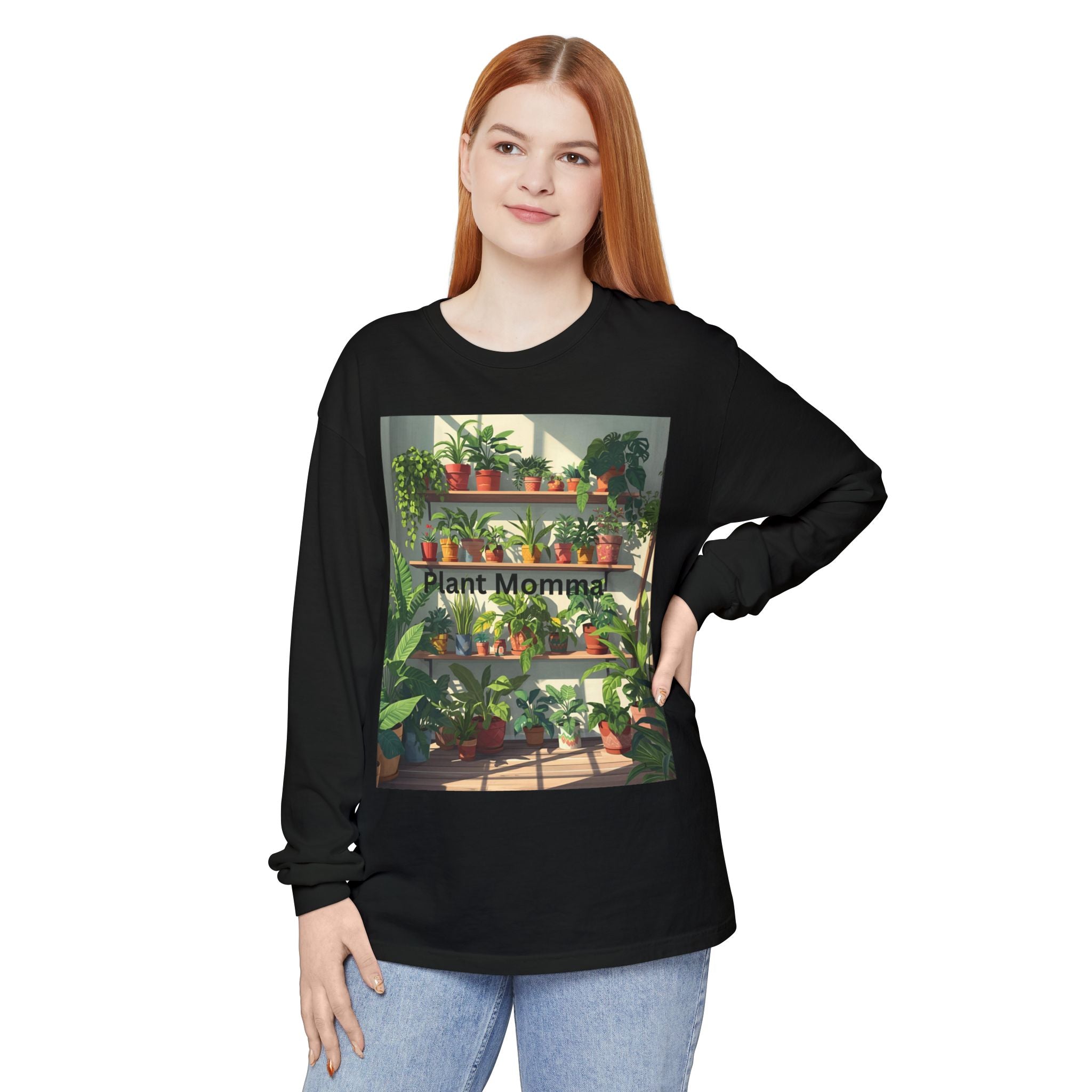 Plant Momma Long Sleeve T-Shirt, Perfect for Plant Lovers, Gardening Gifts, Eco-friendly Fashion, Casual Wear, Spring Celebrations