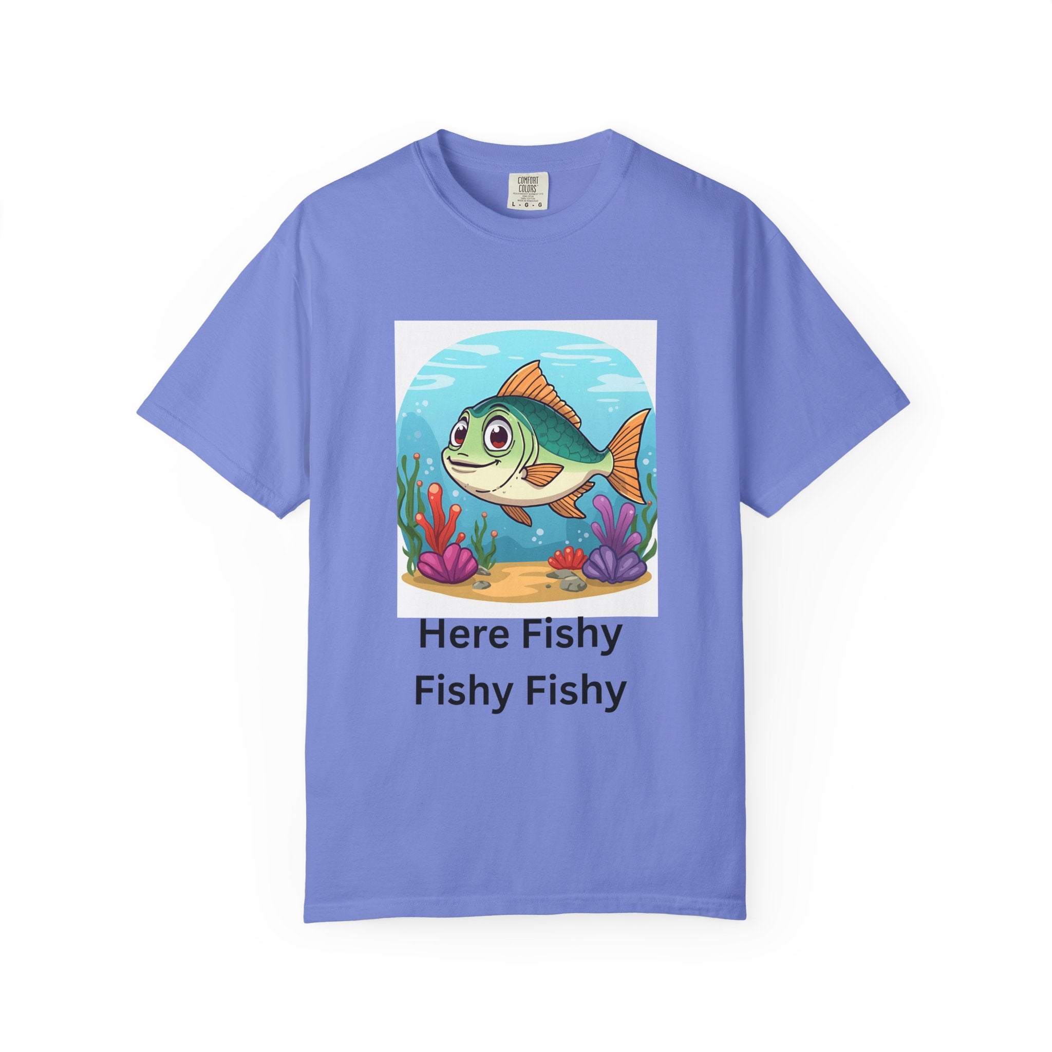 Playful Fish T-Shirt for Nature Lovers, Here Fishy Fishy Fishy Tee, Unisex Casual Wear, Perfect for Birthdays, Summer Fun, Beach Outings