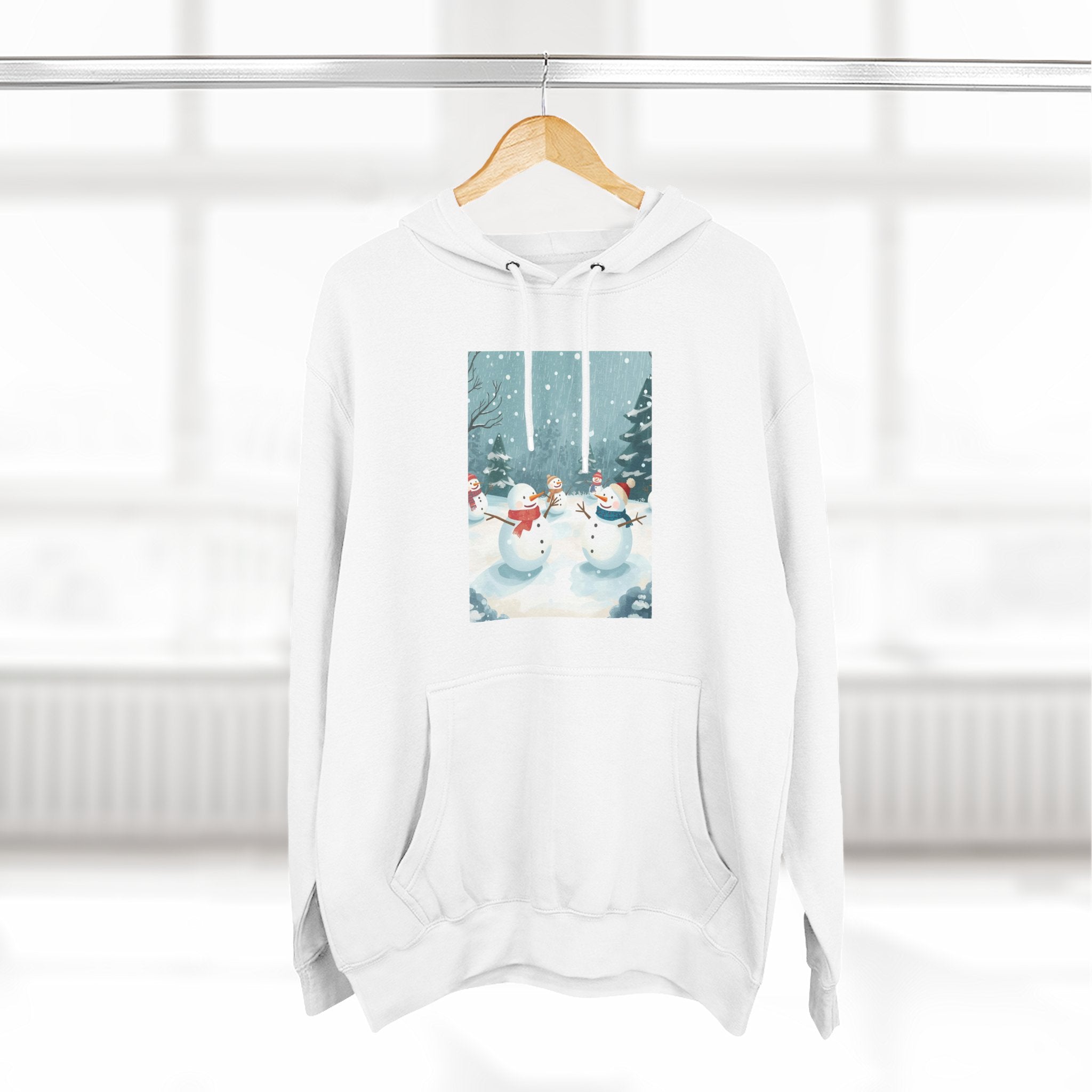 Cozy Snowman Hoodie, Winter Apparel, Holiday Gift, Christmas, Fleece Hoodie, Seasonal Style, Cold Weather Wear