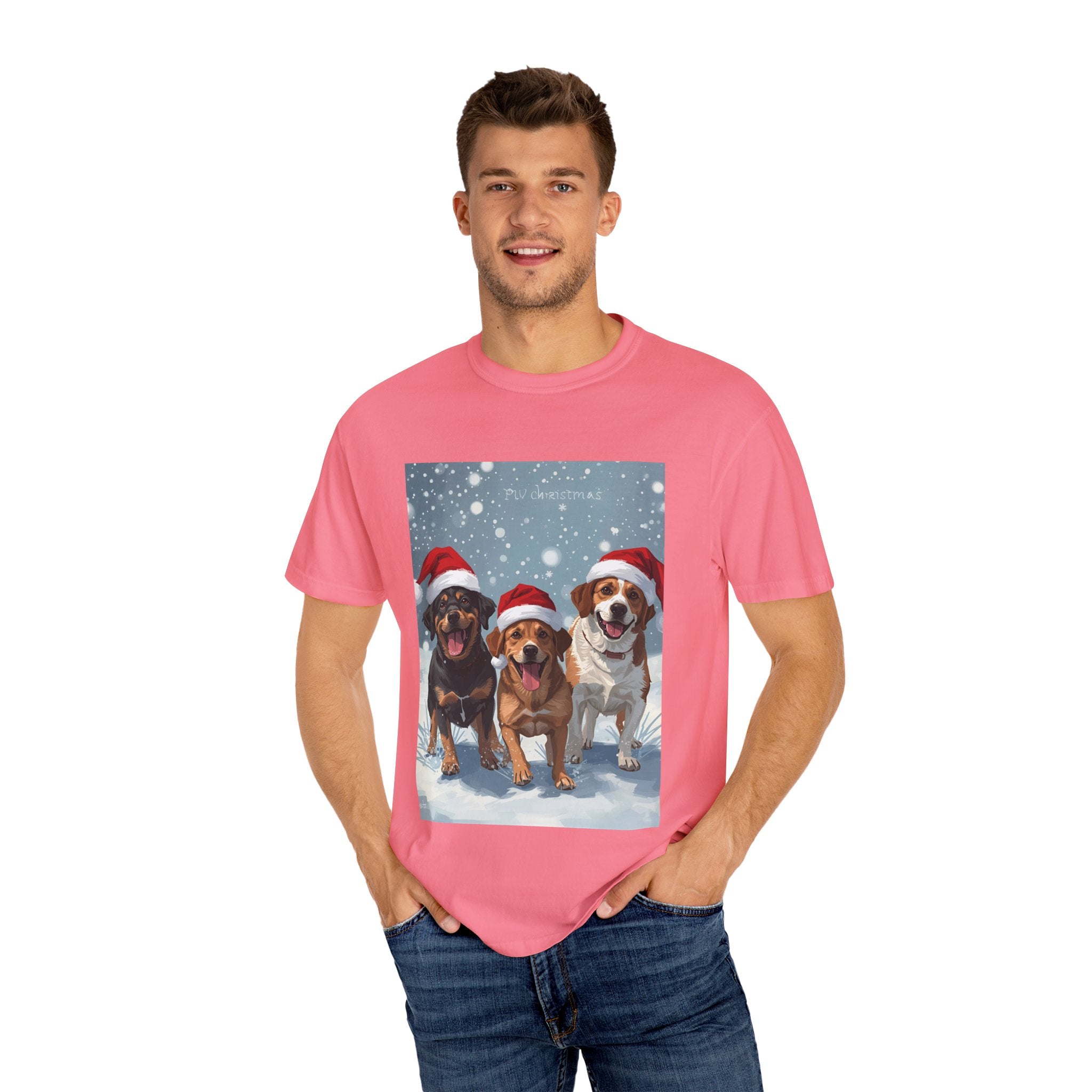 Cute Festive Dog Christmas T-Shirt, Unisex Holiday Tee, Cute Pet Lover Shirt, Christmas Apparel, Dog-Themed Gift, Winter Wear, Fun Family Outfit