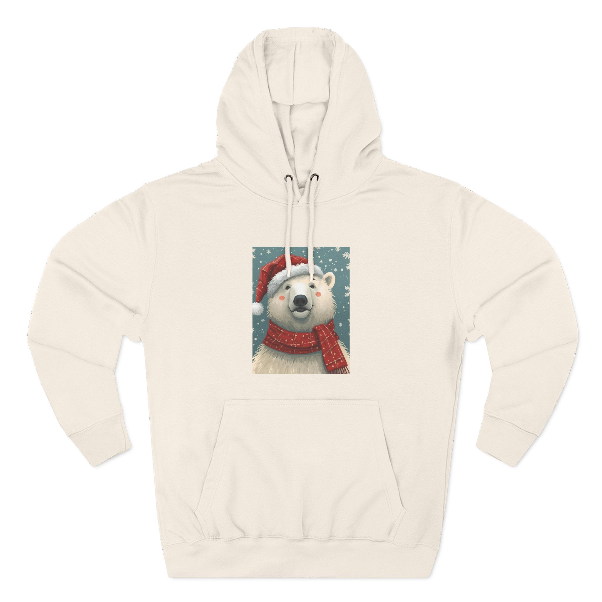 Cozy Polar Bear Holiday Hoodie, Winter Fleece Sweatshirt, Christmas Gift, Cute Animal Hoodie, Festive Apparel, Seasonal Wear