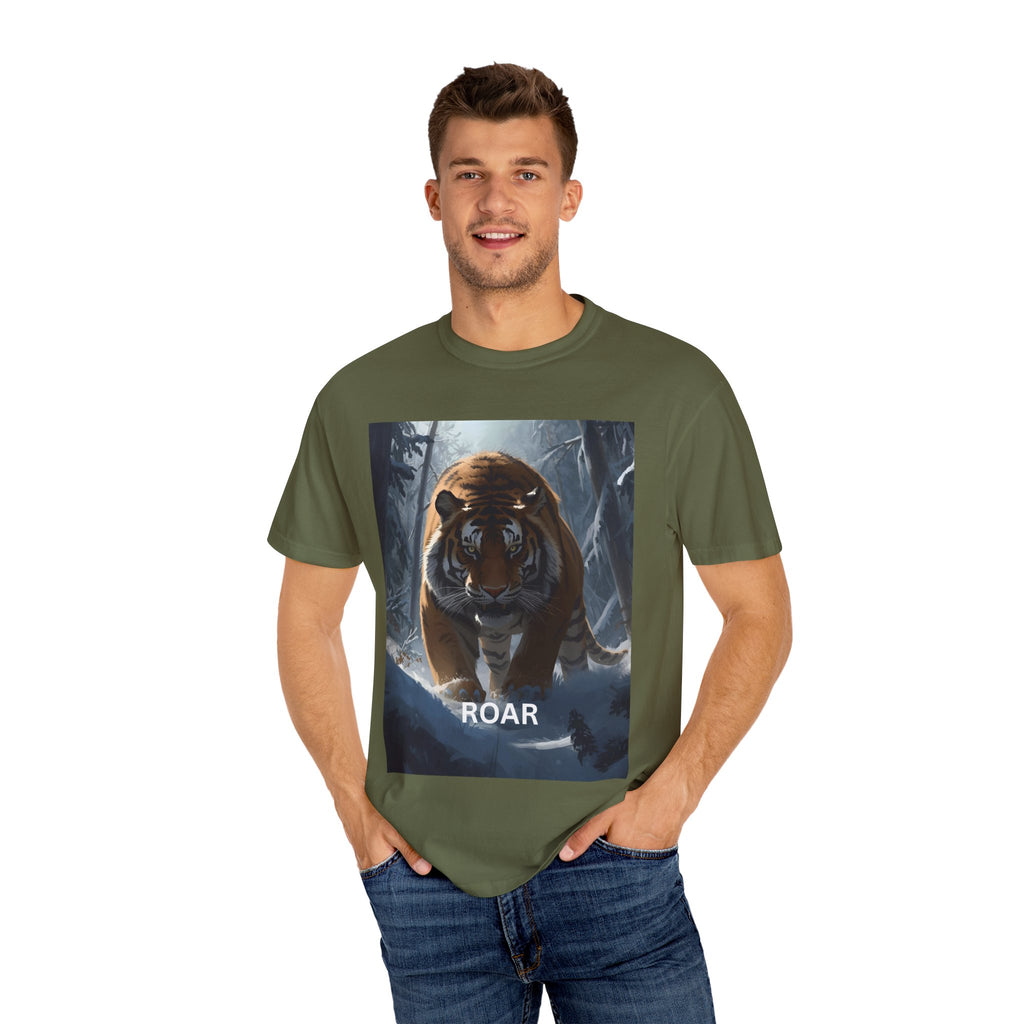 Tiger Roar Snow Unisex T-Shirt, Animal Lover Gift, Wildlife Tee, Casual Wear, Adventure Shirt, Nature Inspired Apparel