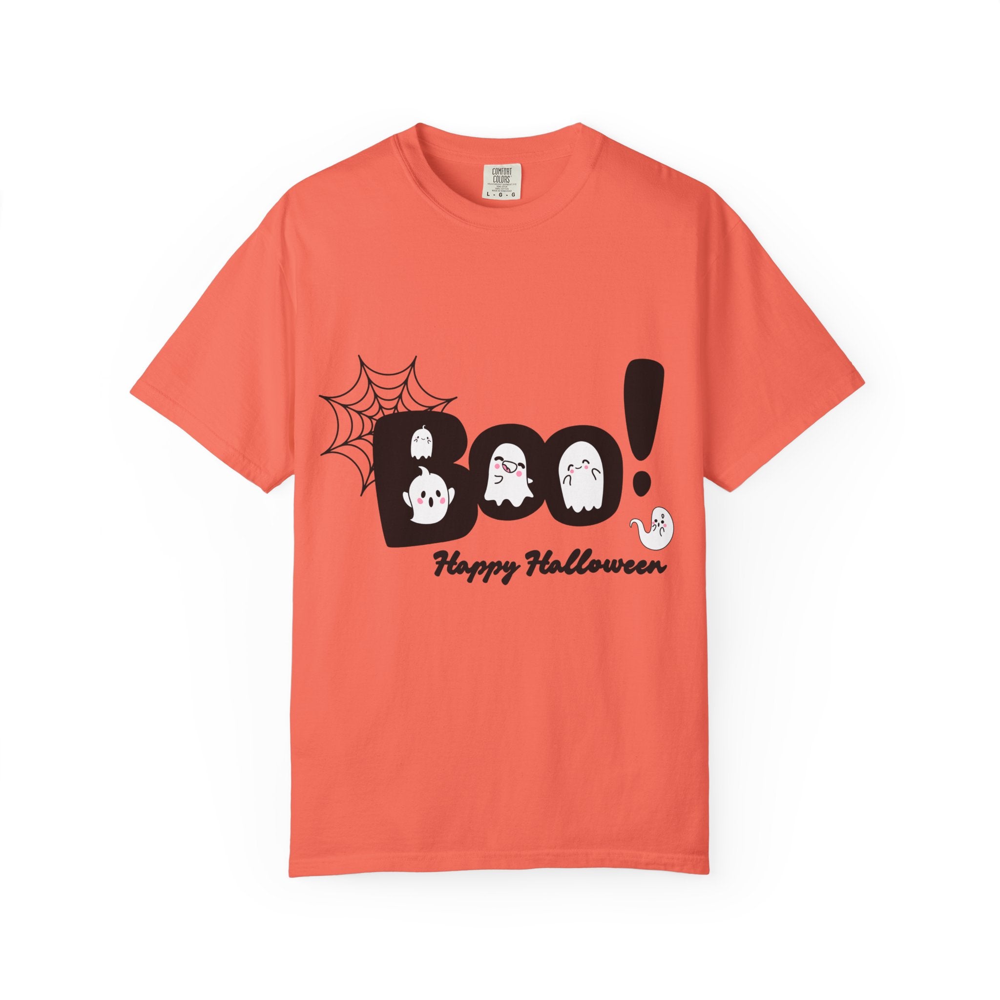 Halloween Boo T-Shirt, Unisex Garment-Dyed Tee, Spooky Costume, Fall Apparel, Trick or Treat Shirt, Ghost Print Top