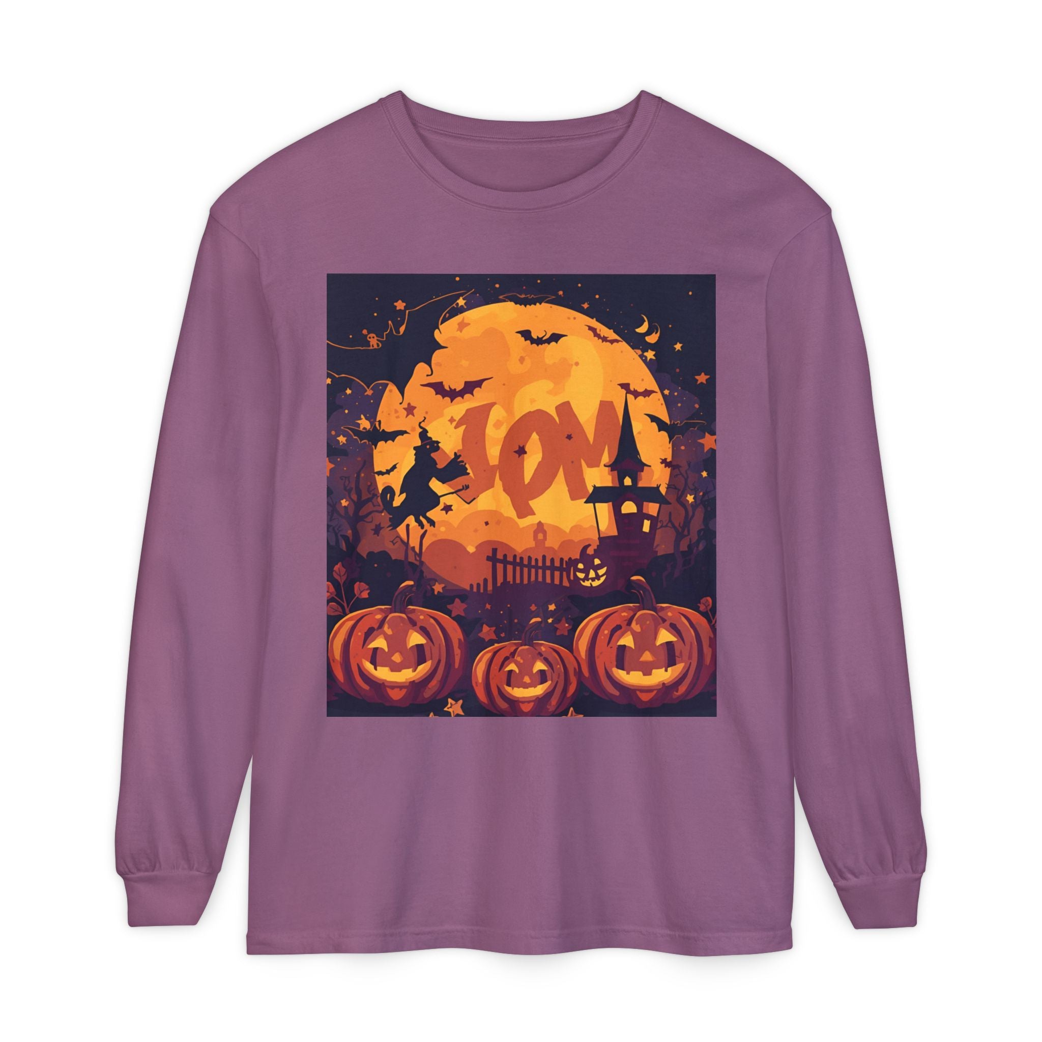 Halloween Pumpkin Long Sleeve T-Shirt, Unisex Spooky Shirt, Fall Apparel, Halloween Costume, Cozy Autumn Top, Halloween Party Wear