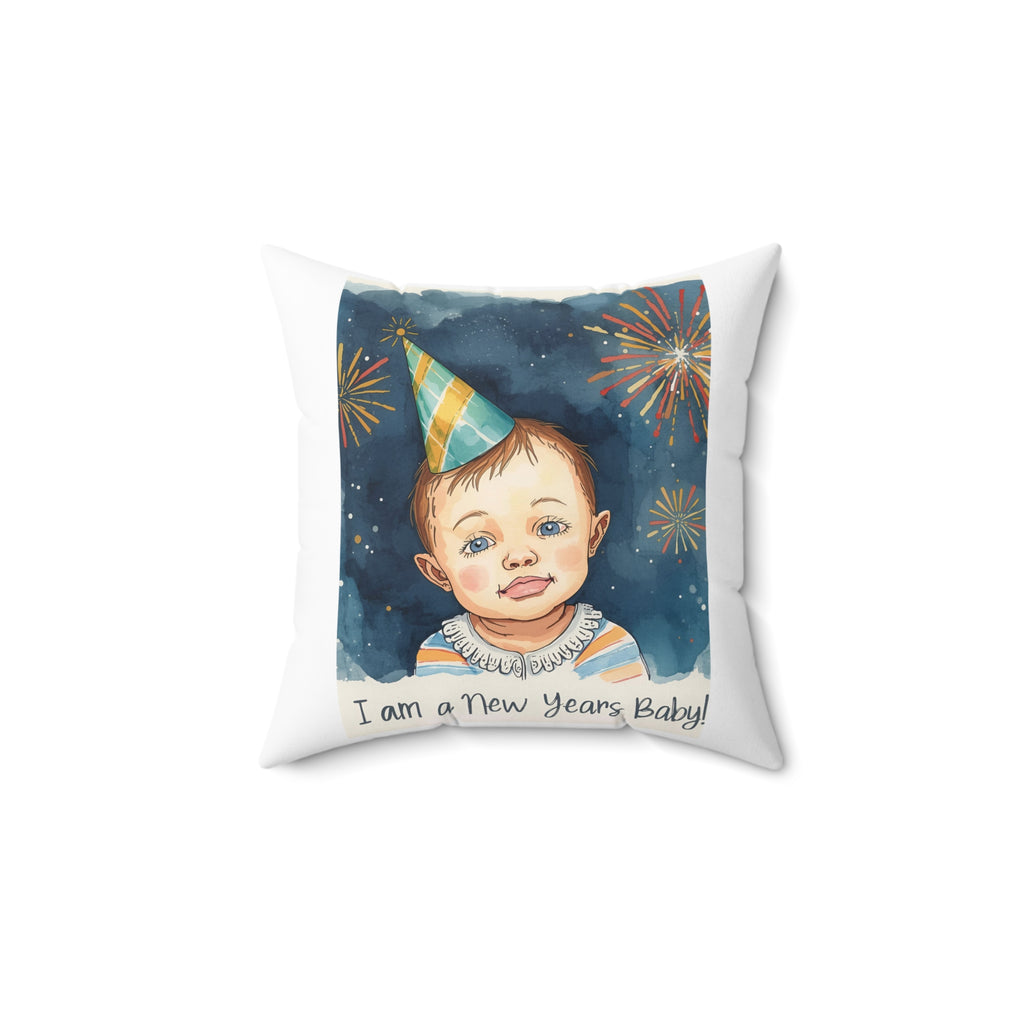 New Year Baby Throw Pillow, Cute Baby Home Decor, Holiday Cushion, Celebration Decorative Pillow, Kids Room Accent