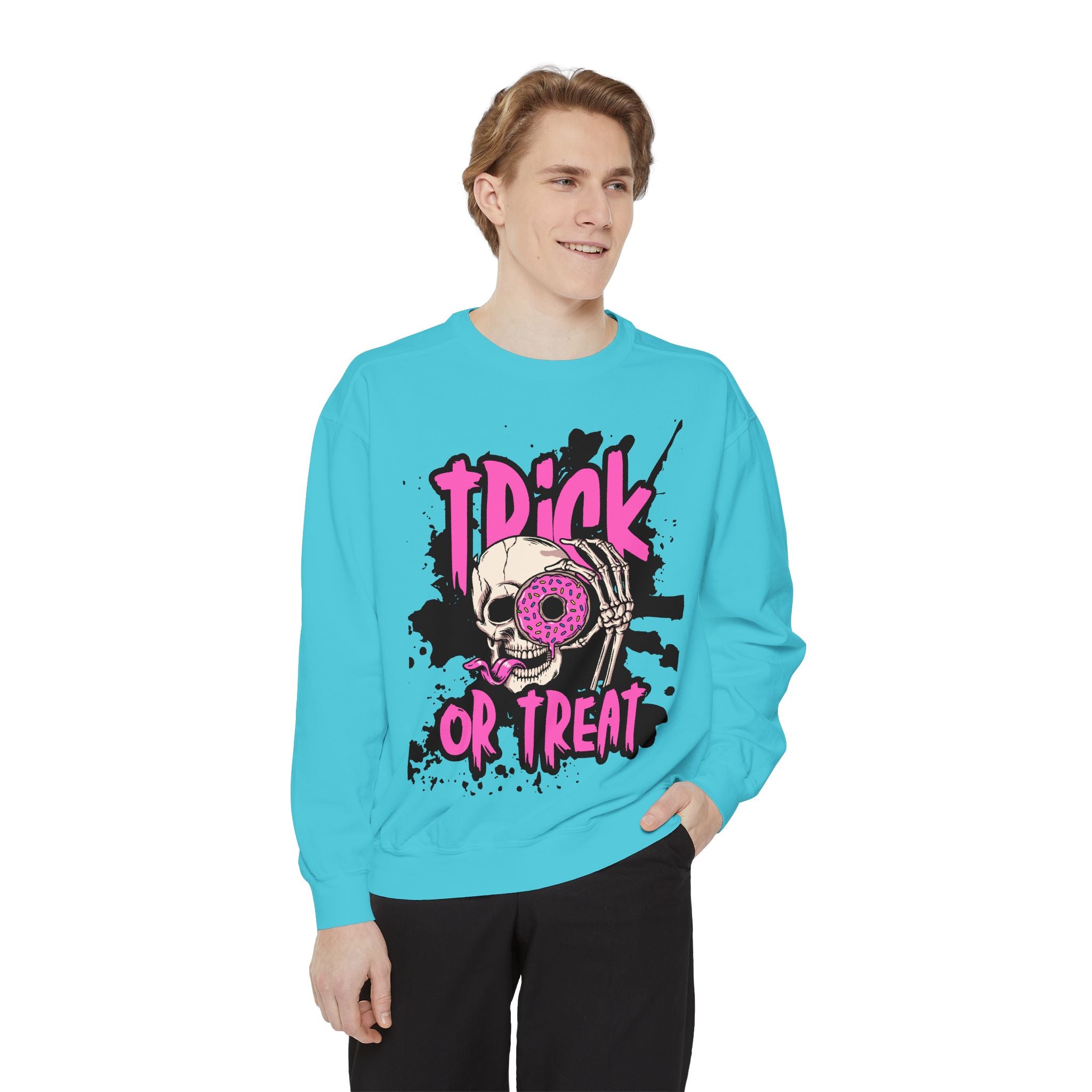 Trick or Treat Skull Unisex Garment-Dyed Sweatshirt