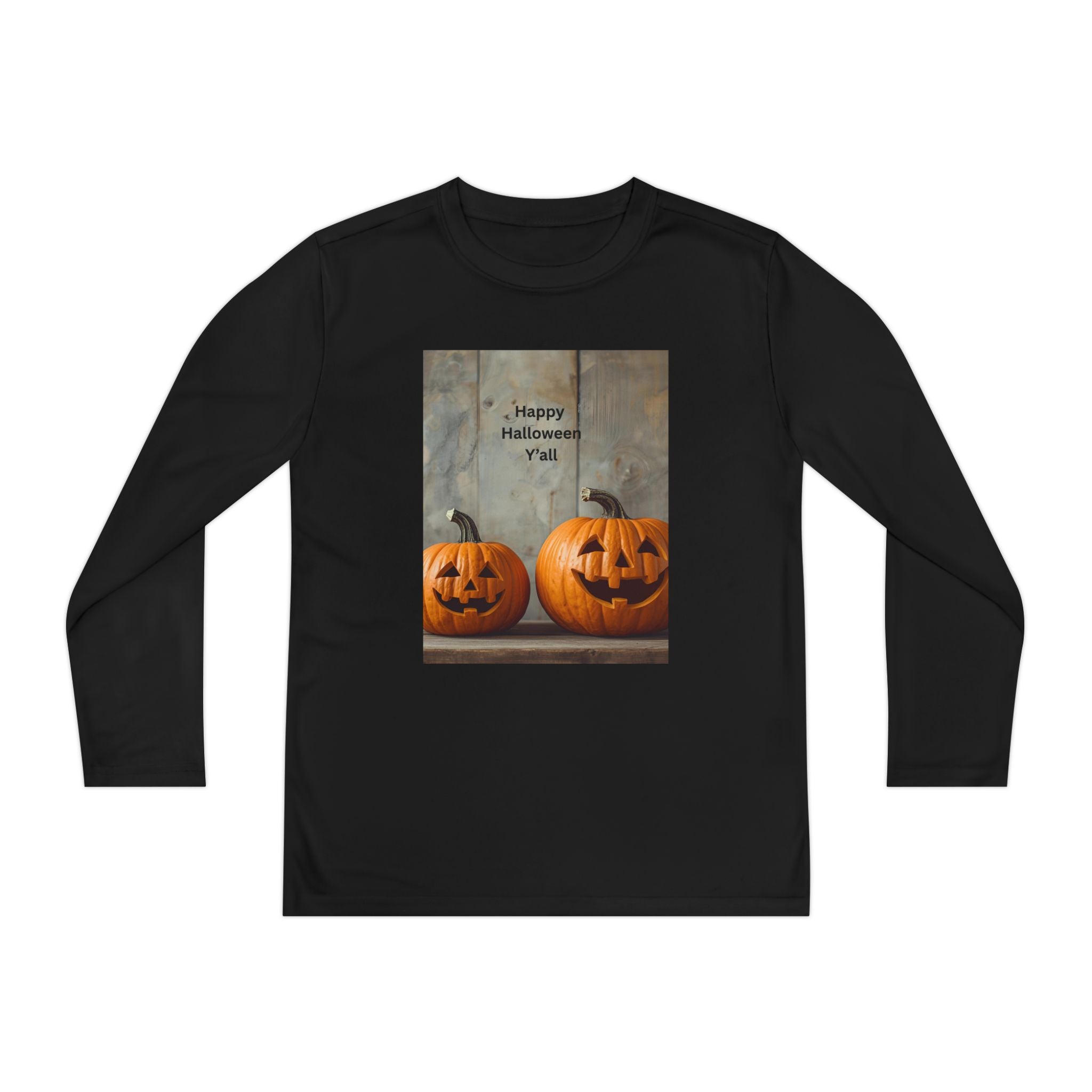 Youth Halloween Pumpkin Long Sleeve Tee, Funny Halloween Shirt, Kids Pumpkin Tee, Fall Celebration Top, Spooky Season Apparel