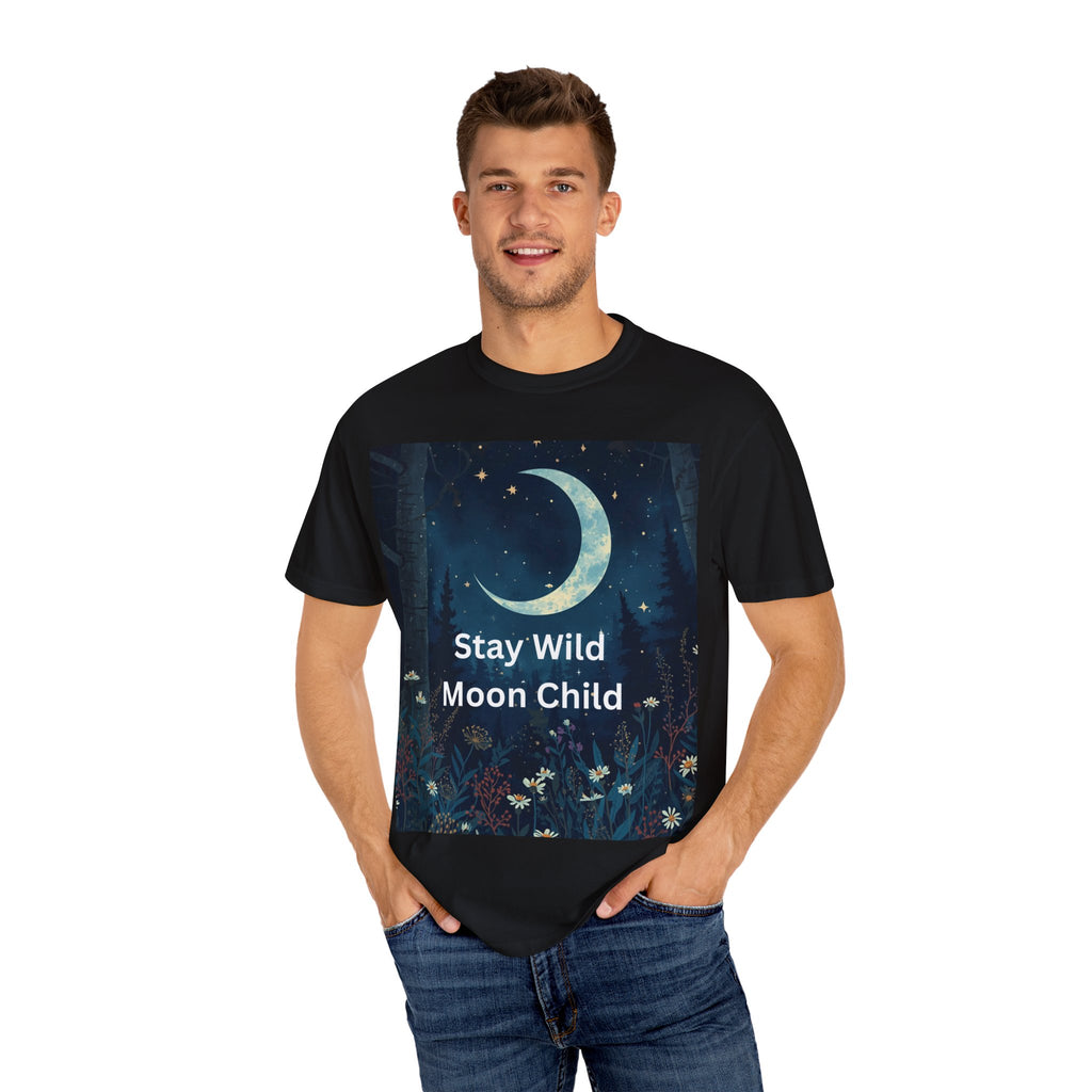 Unisex Stay Wild Moon Child T-Shirt, Stay Wild Graphic Tee, Boho Style Shirt, Gift for Nature Lovers, Vintage Vibe Apparel