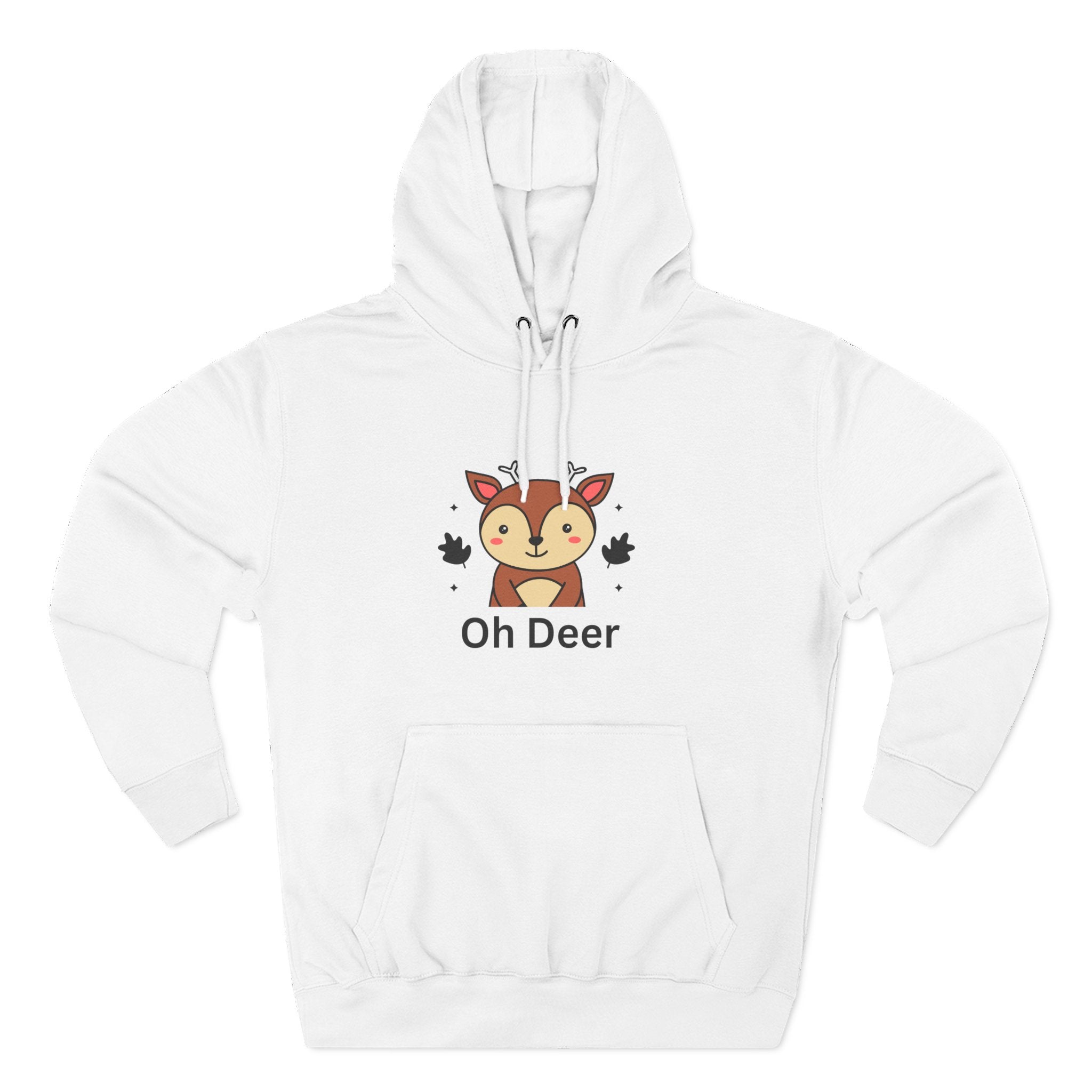 Oh Deer Fleece Hoodie - Cozy Wildlife Sweater, Cute Animal Apparel, Gifts for Nature Lovers, Cute Fall Outfit, Seasonal Comfort Wear