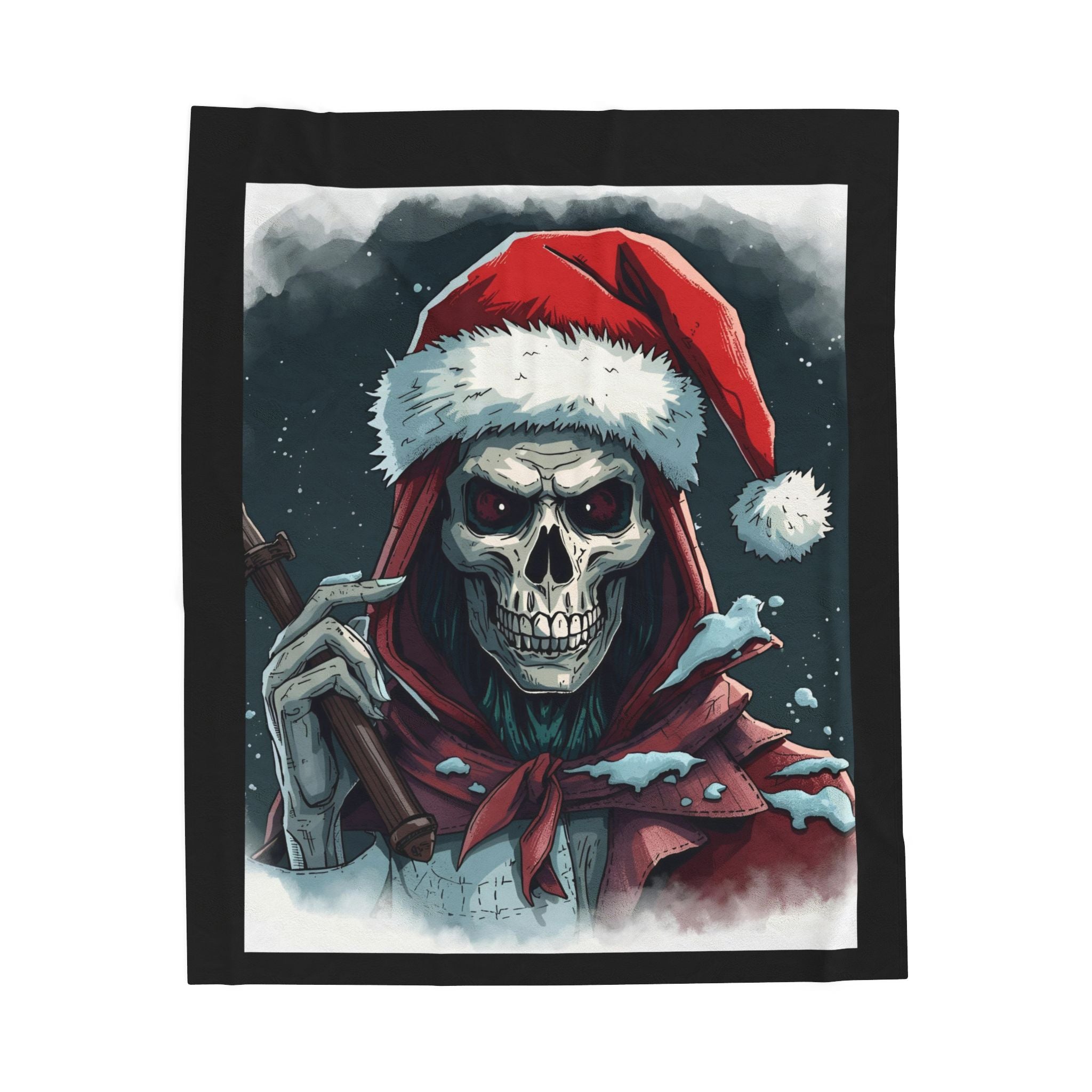 Spooky Skeleton Christmas Santa Velveteen Plush Blanket