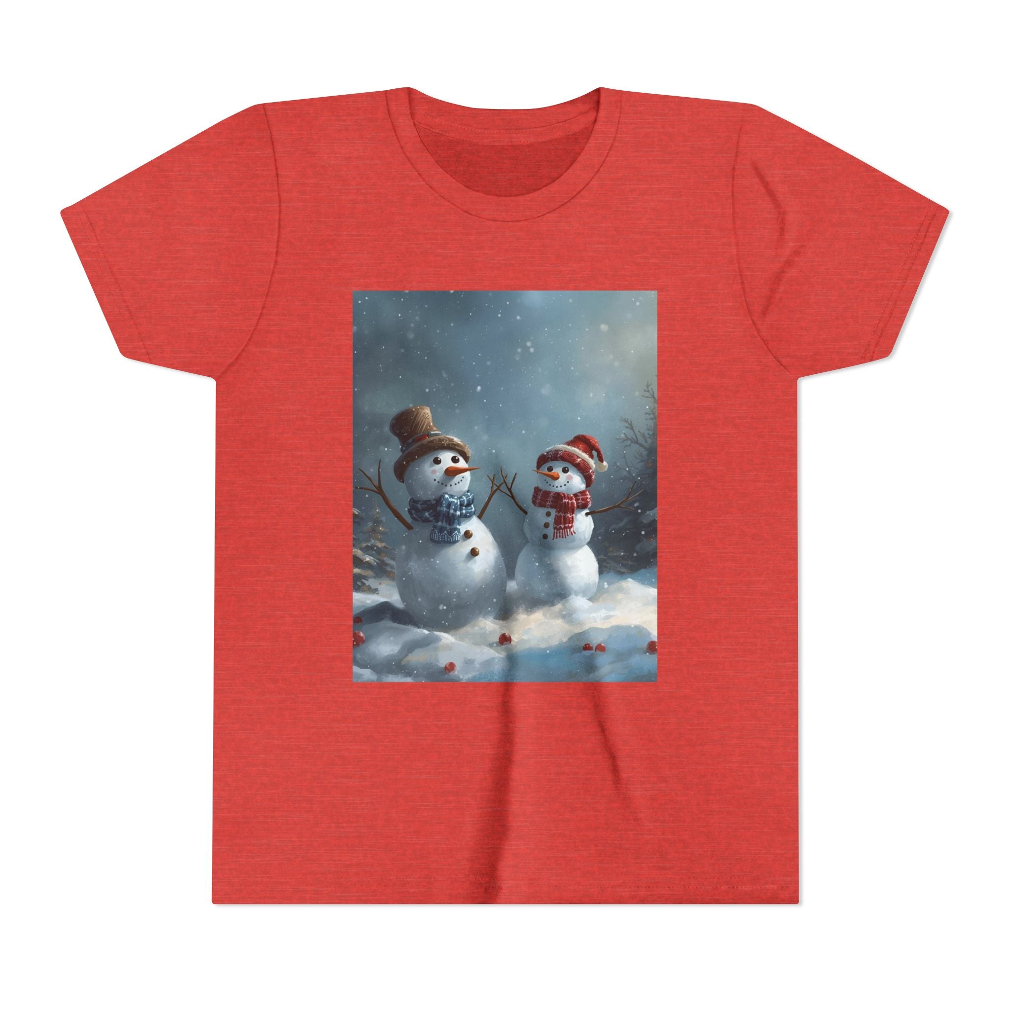 Youth Christmas Snowman Tee, Winter T-Shirt, Christmas Gift, Holiday Apparel, Kids Winter Wear, Cute Snowman Design