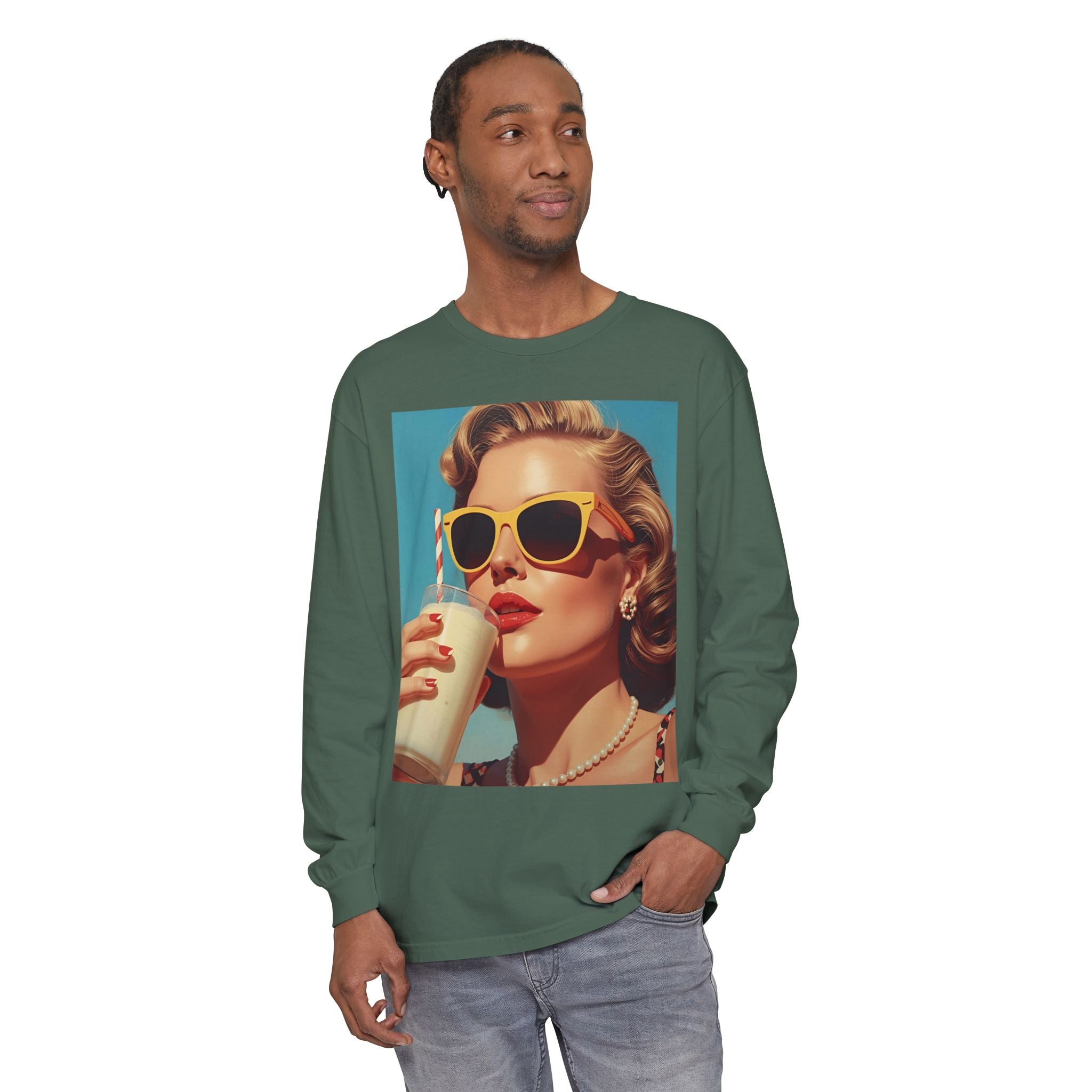 Retro Pop Art Long Sleeve T-Shirt, Vintage Graphic Tee, Fashion Top, Summer Style shirt, Gift for Art Lovers, Casual Wear