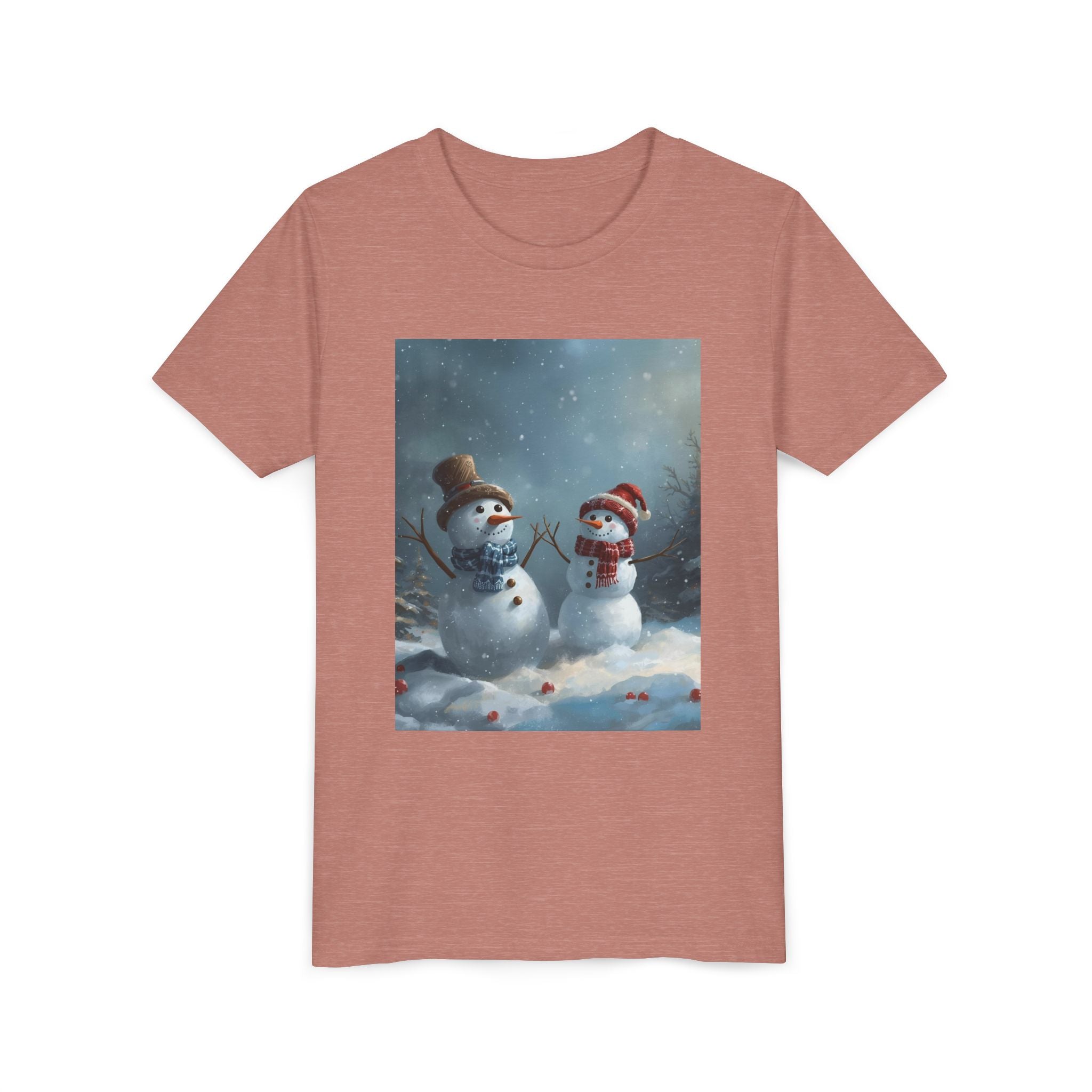 Youth Christmas Snowman Tee, Winter T-Shirt, Christmas Gift, Holiday Apparel, Kids Winter Wear, Cute Snowman Design