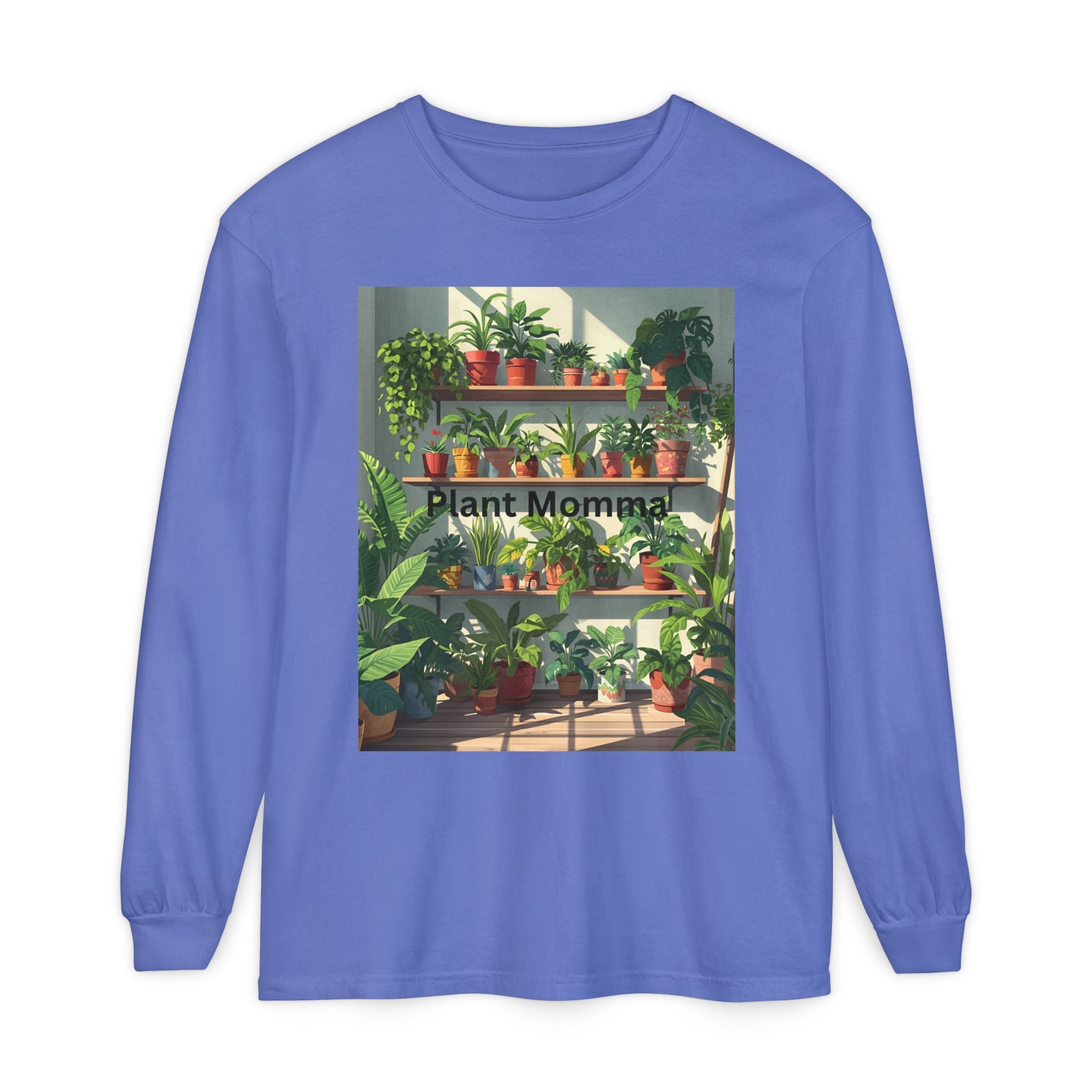 Plant Momma Long Sleeve T-Shirt, Perfect for Plant Lovers, Gardening Gifts, Eco-friendly Fashion, Casual Wear, Spring Celebrations