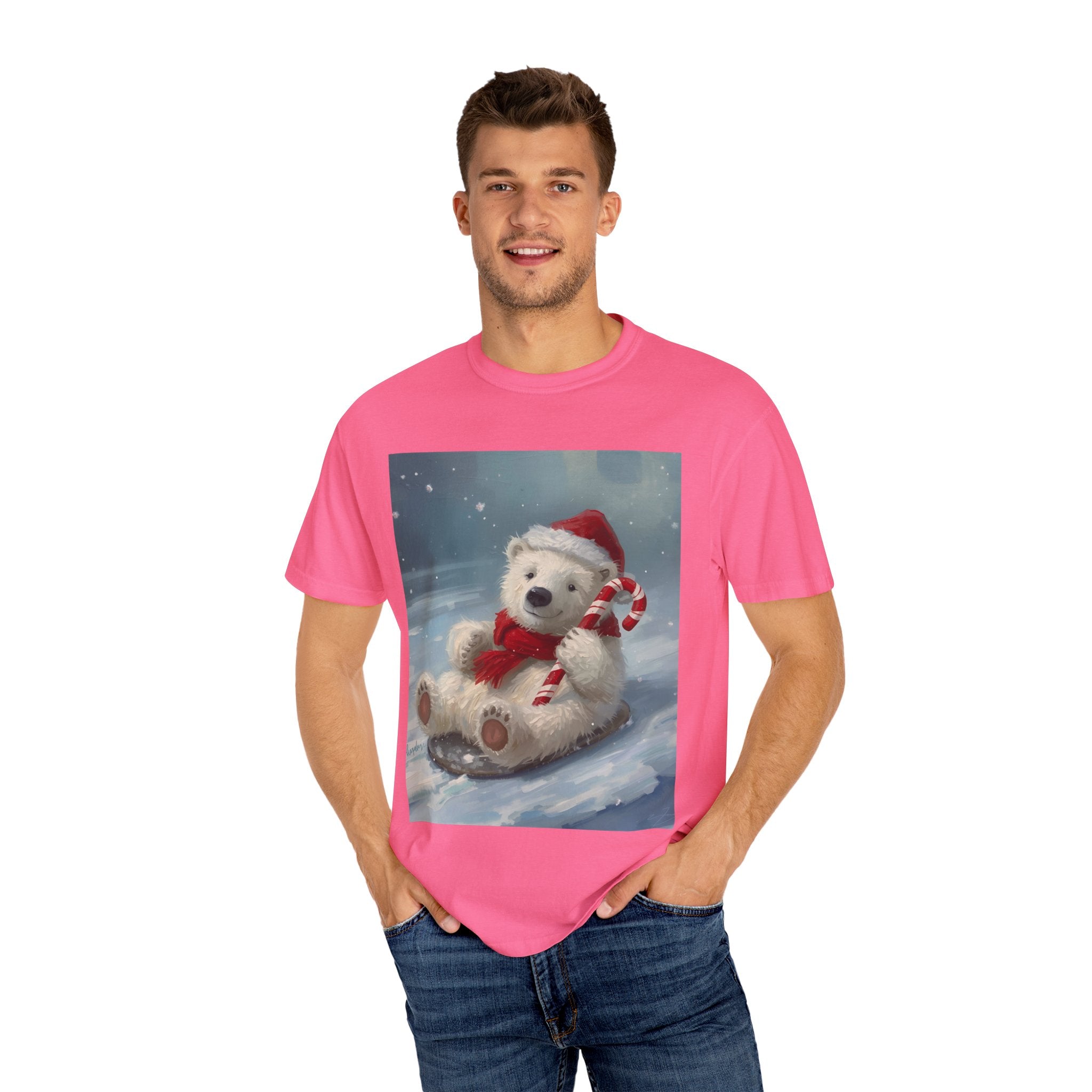 Cozy Christmas Bear T-Shirt, Winter Apparel, Holiday Gift, Family Matching Tee, Cute Polar Bear Design, Festive Outfit