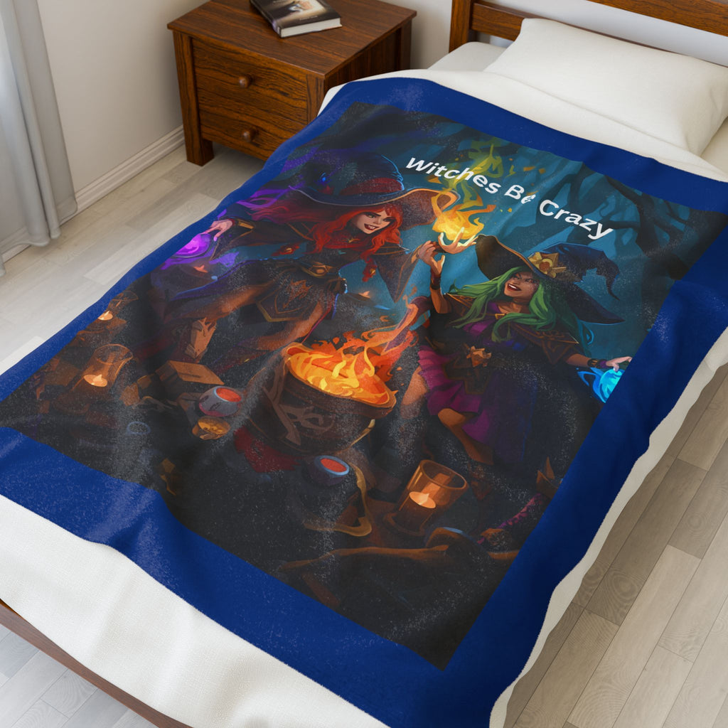 Witches Be Crazy Velveteen Plush Blanket