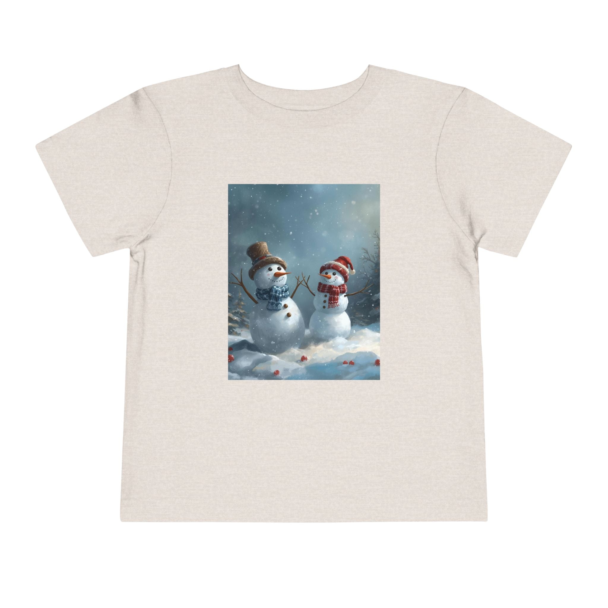 Toddler Christmas Snowman Winter Theme Tee, Cute Snowman Graphic Tee, Kids Short Sleeve Shirt, Holiday Outfit, Christmas Gift