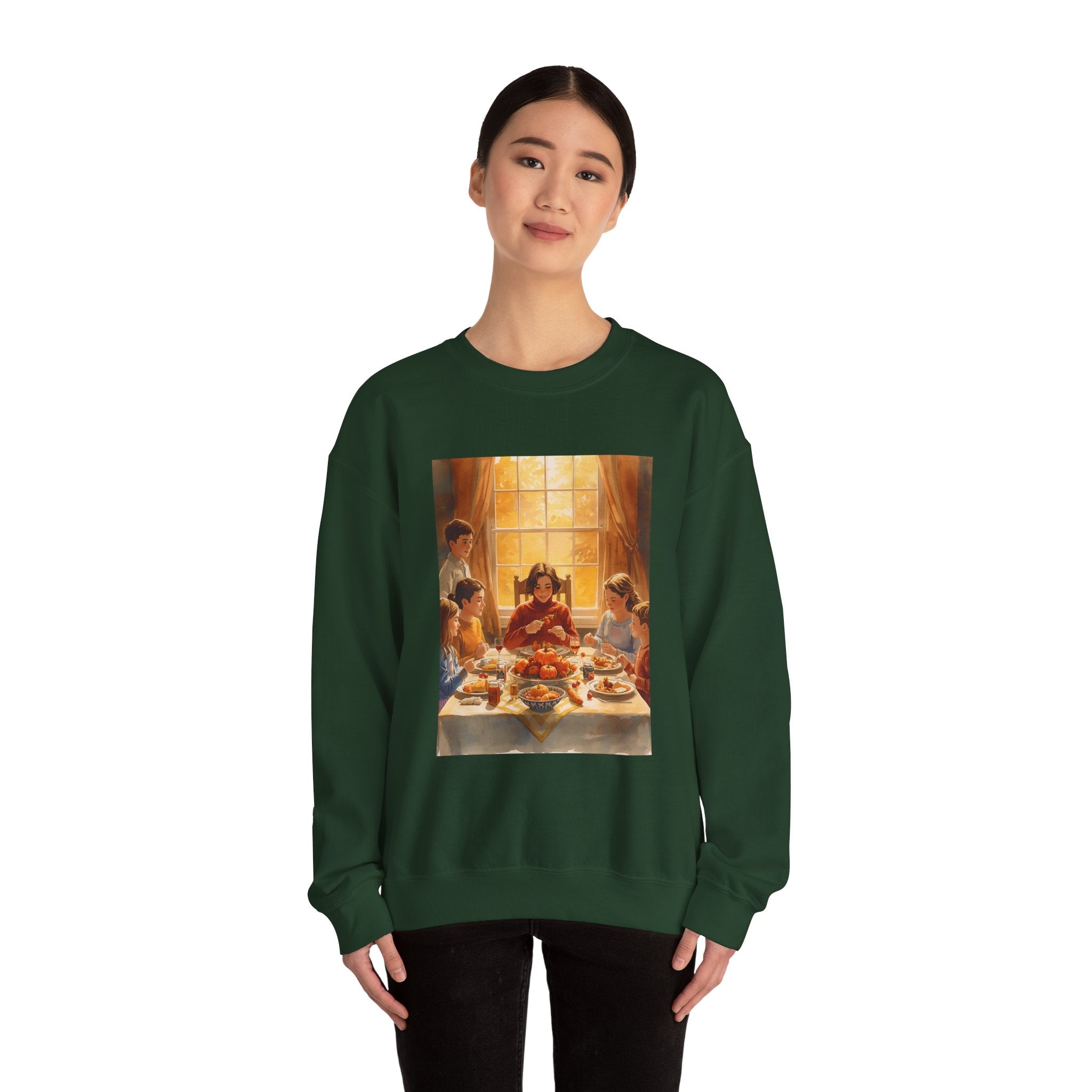 Cozy Family Dinner Crewneck Sweatshirt | Warm Winter Apparel, Casual Layering, Gift for Holidays, Family Gatherings, Nostalgic Artwork